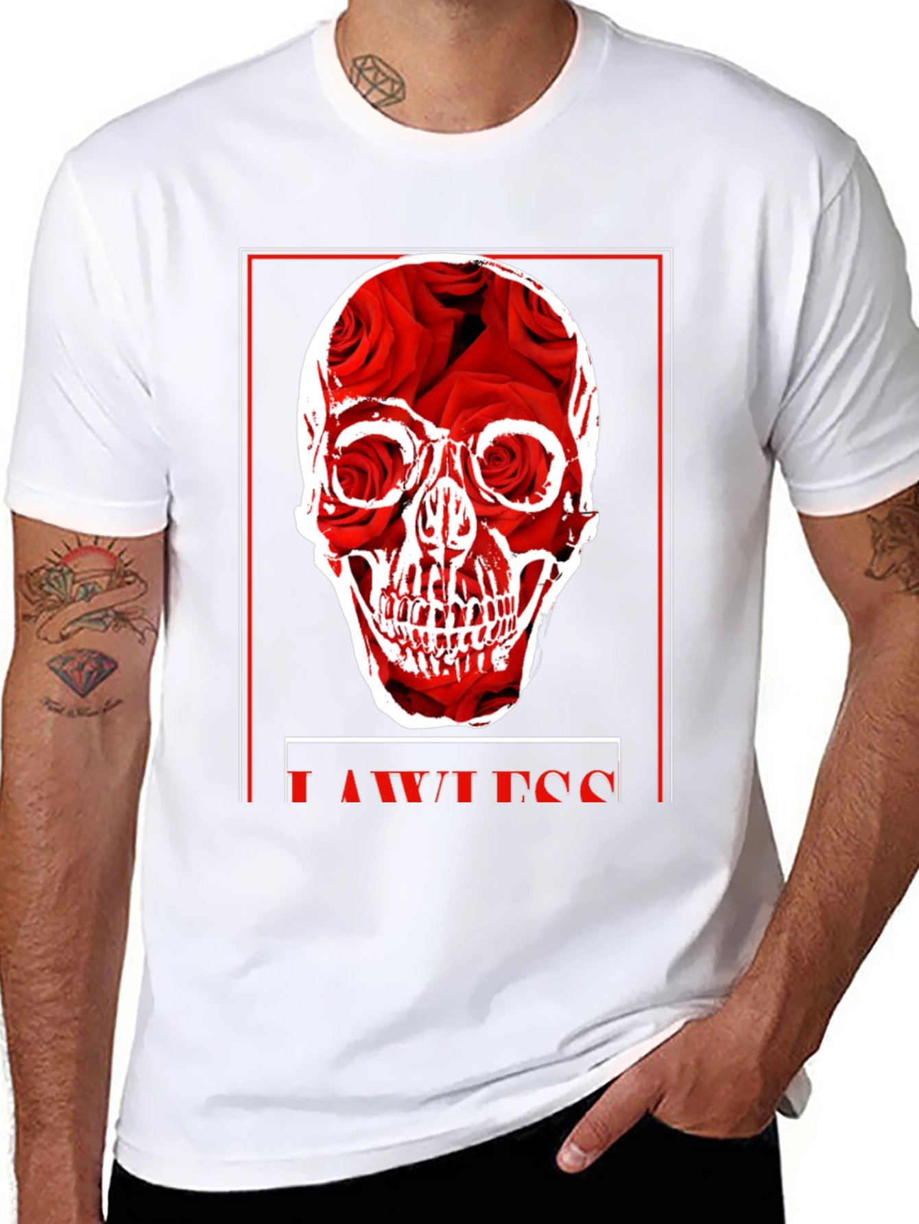 Rose Skull Graphic Print Black T-Shirt