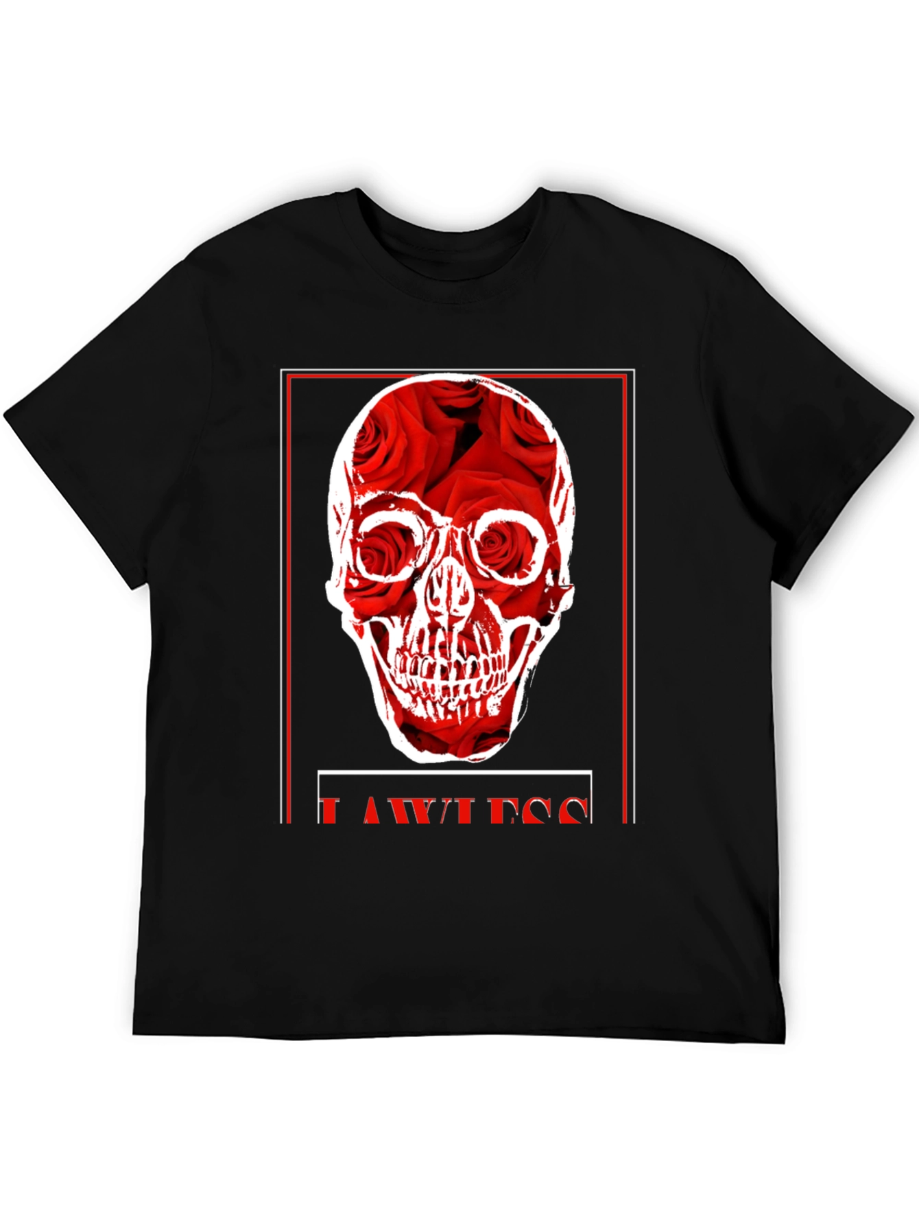 Rose Skull Graphic Print Black T-Shirt