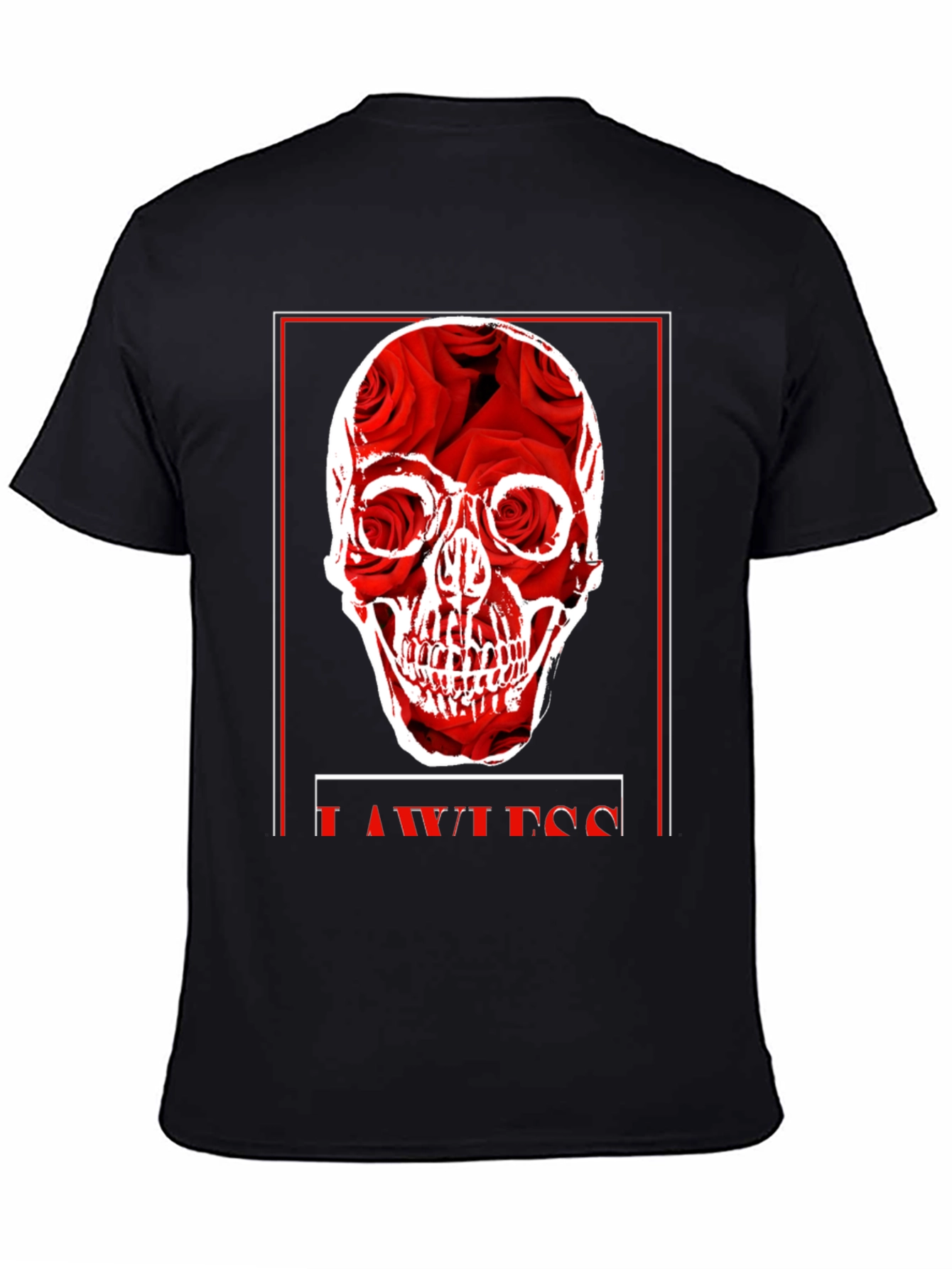 Rose Skull Graphic Print Black T-Shirt