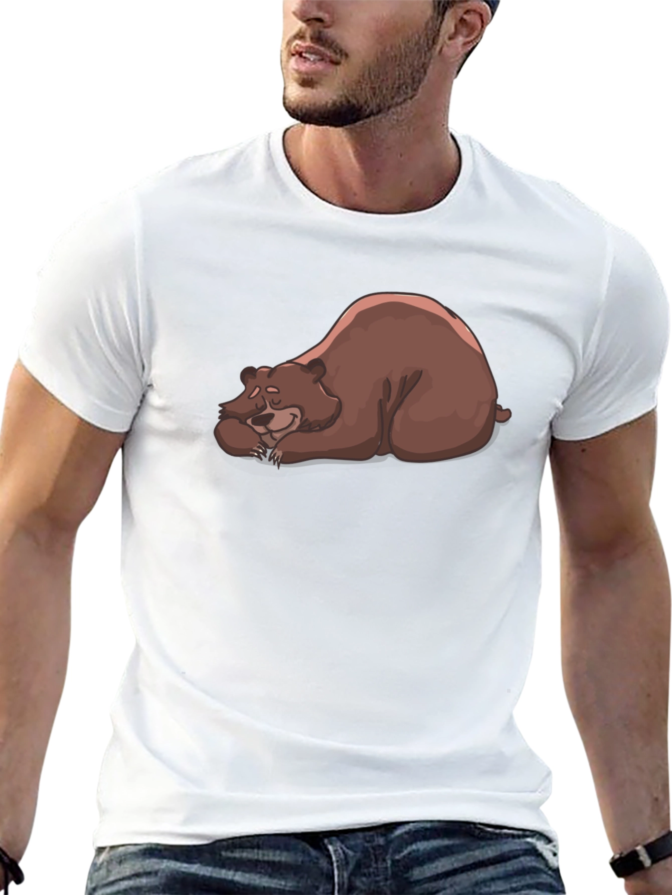 Sleeping Bear Graphic Tee - Black Crew Neck T-Shirt