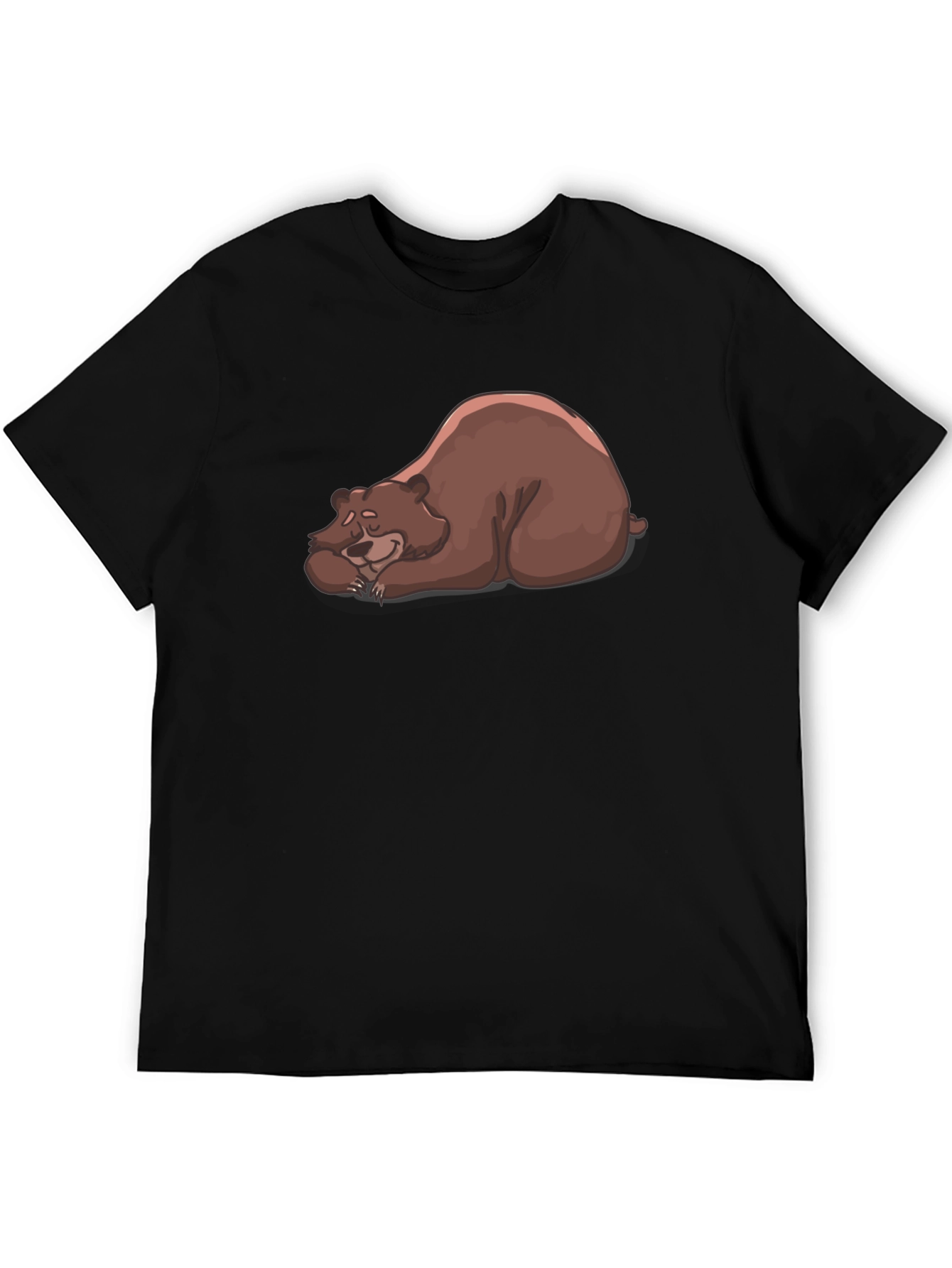Sleeping Bear Graphic Tee - Black Crew Neck T-Shirt