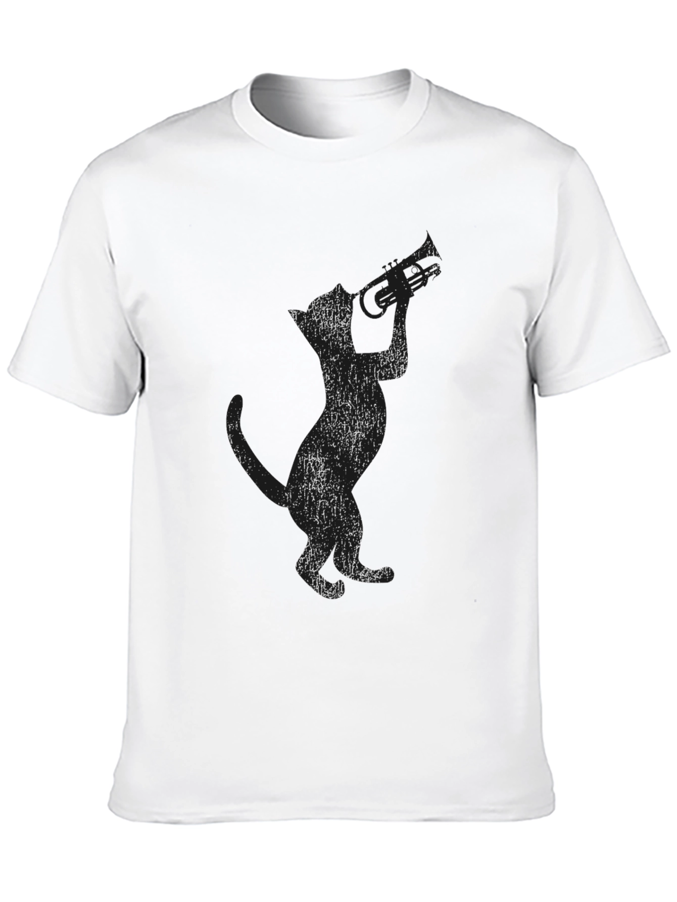 Cool Cat Trumpet Player Black T-Shirt