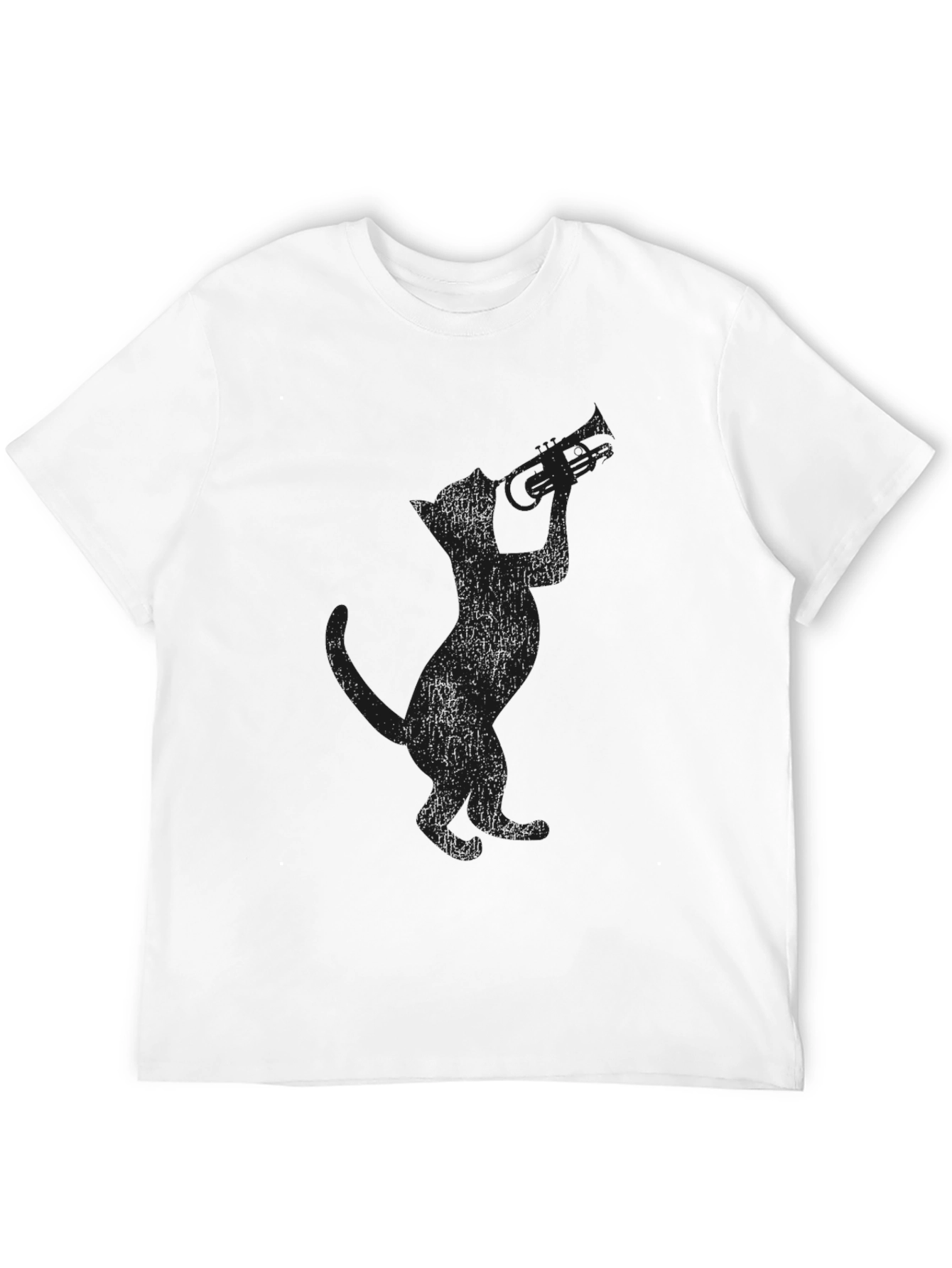 Cool Cat Trumpet Player Black T-Shirt