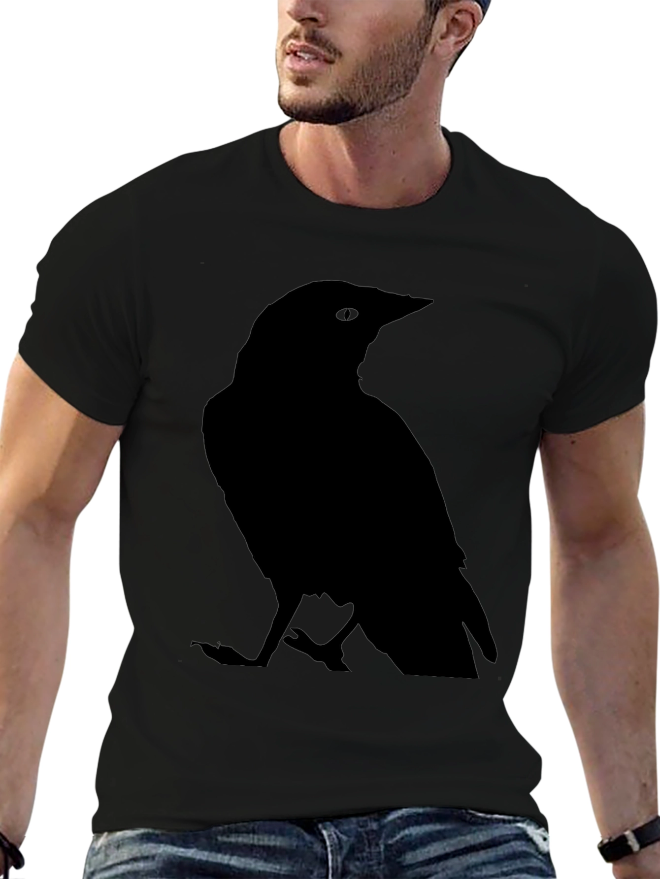 Raven Silhouette Graphic Tee - Classic Black T-Shirt