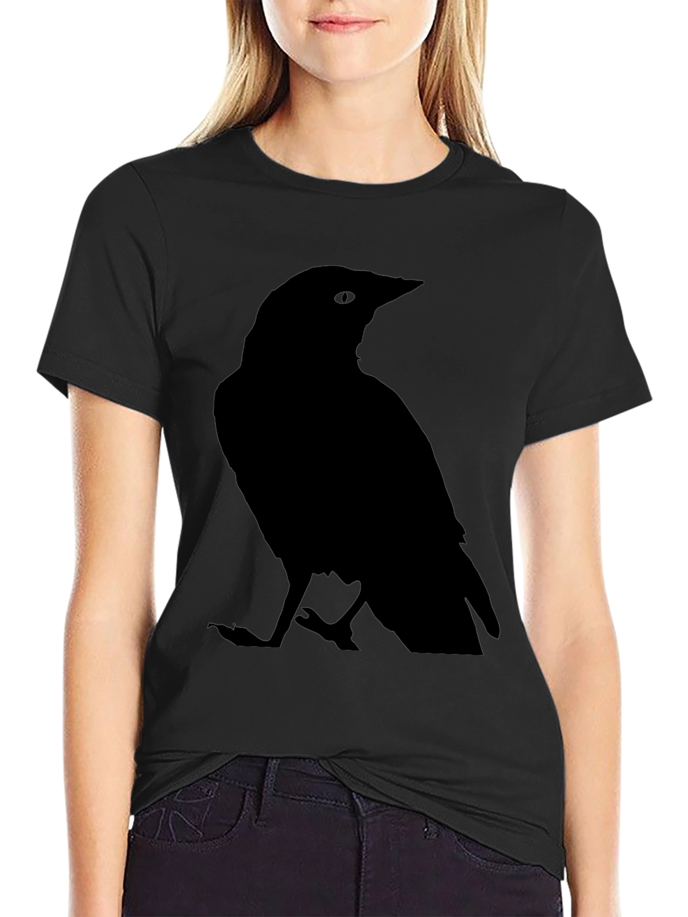 Raven Silhouette Graphic Tee - Classic Black T-Shirt