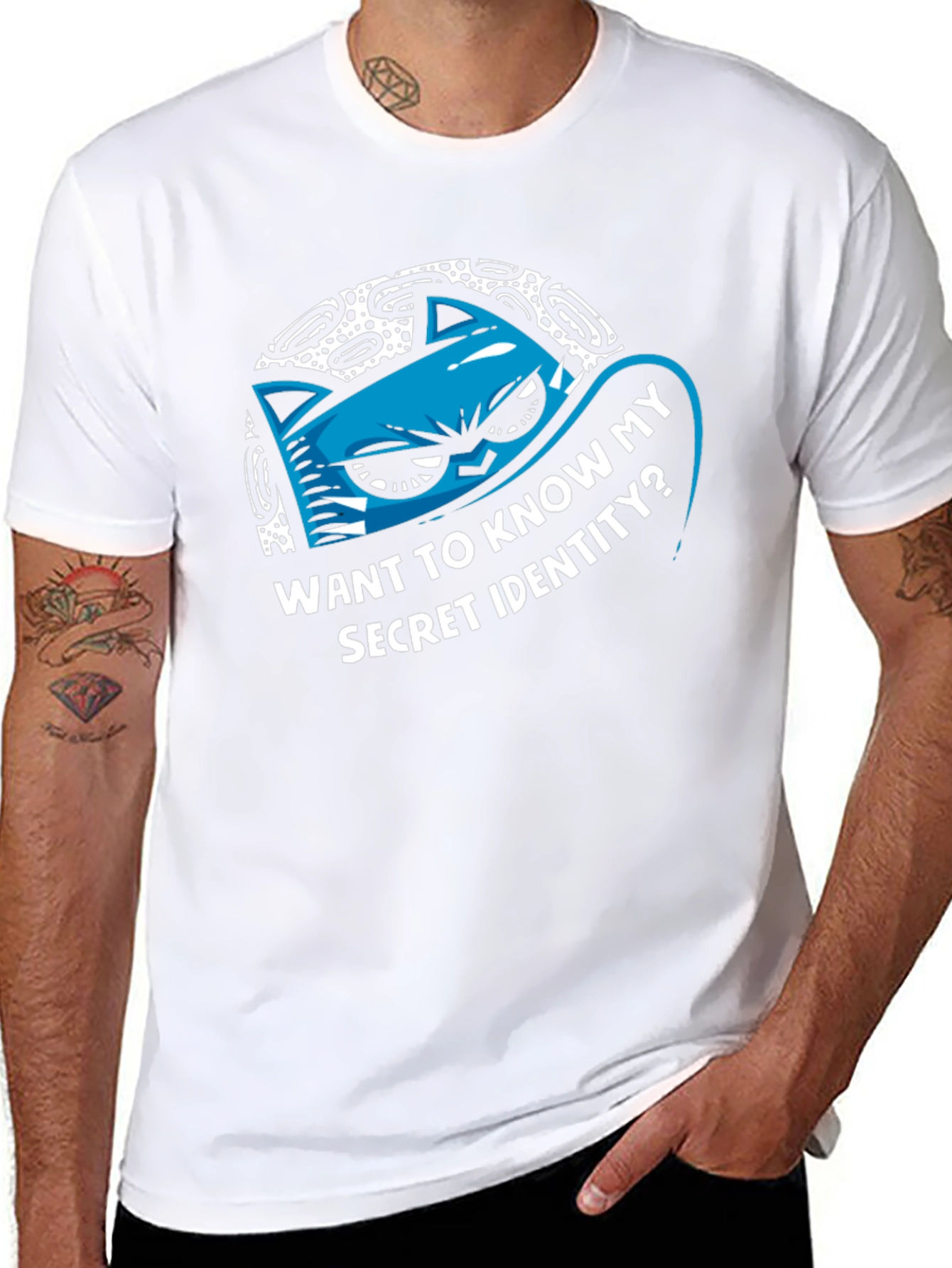 Secret Identity Cat Graphic Tee - Cool & Quirky