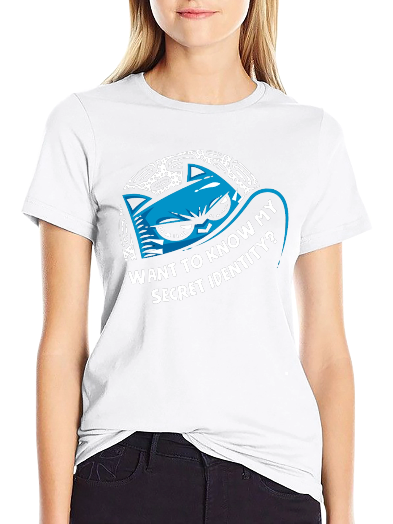 Secret Identity Cat Graphic Tee - Cool & Quirky