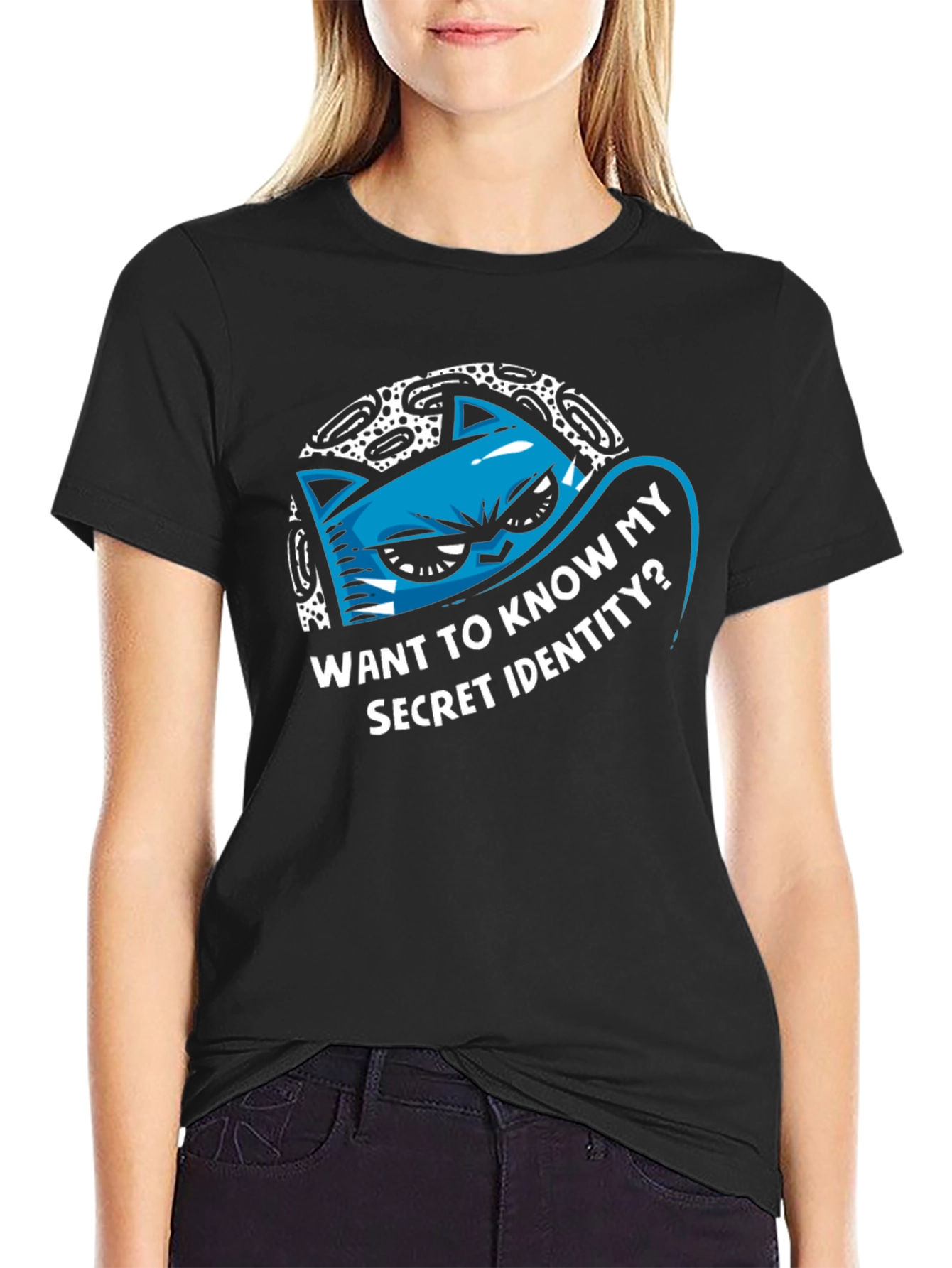 Secret Identity Cat Graphic Tee - Cool & Quirky