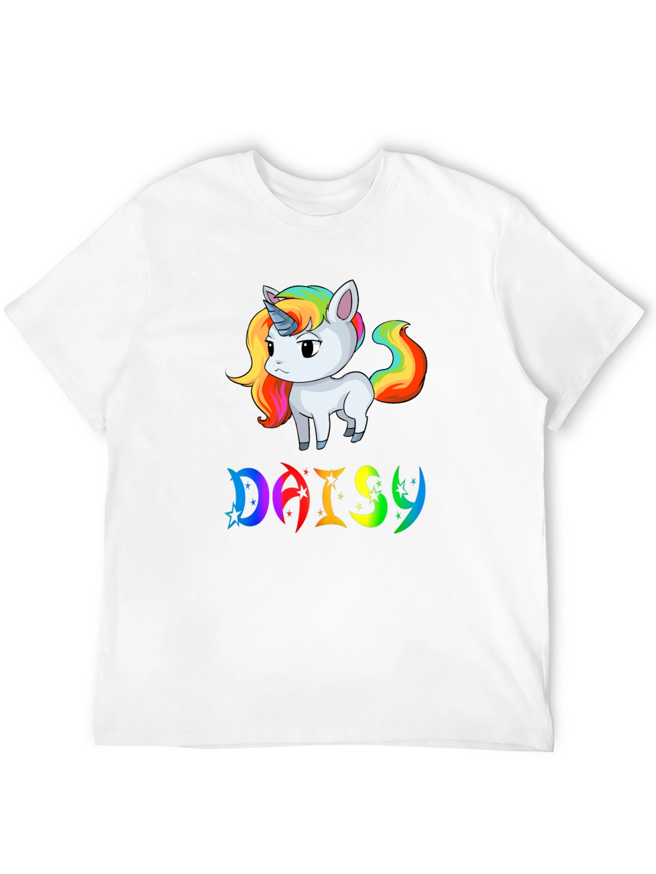 Unicorn Daisy Personalized Black T-Shirt