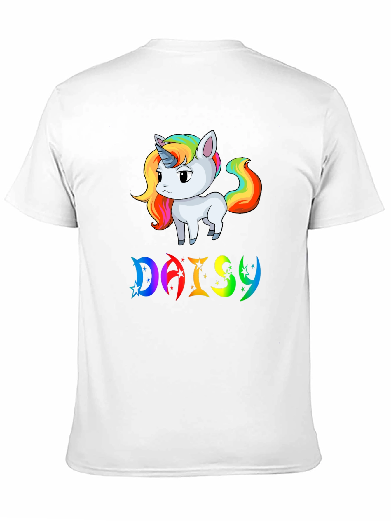 Unicorn Daisy Personalized Black T-Shirt