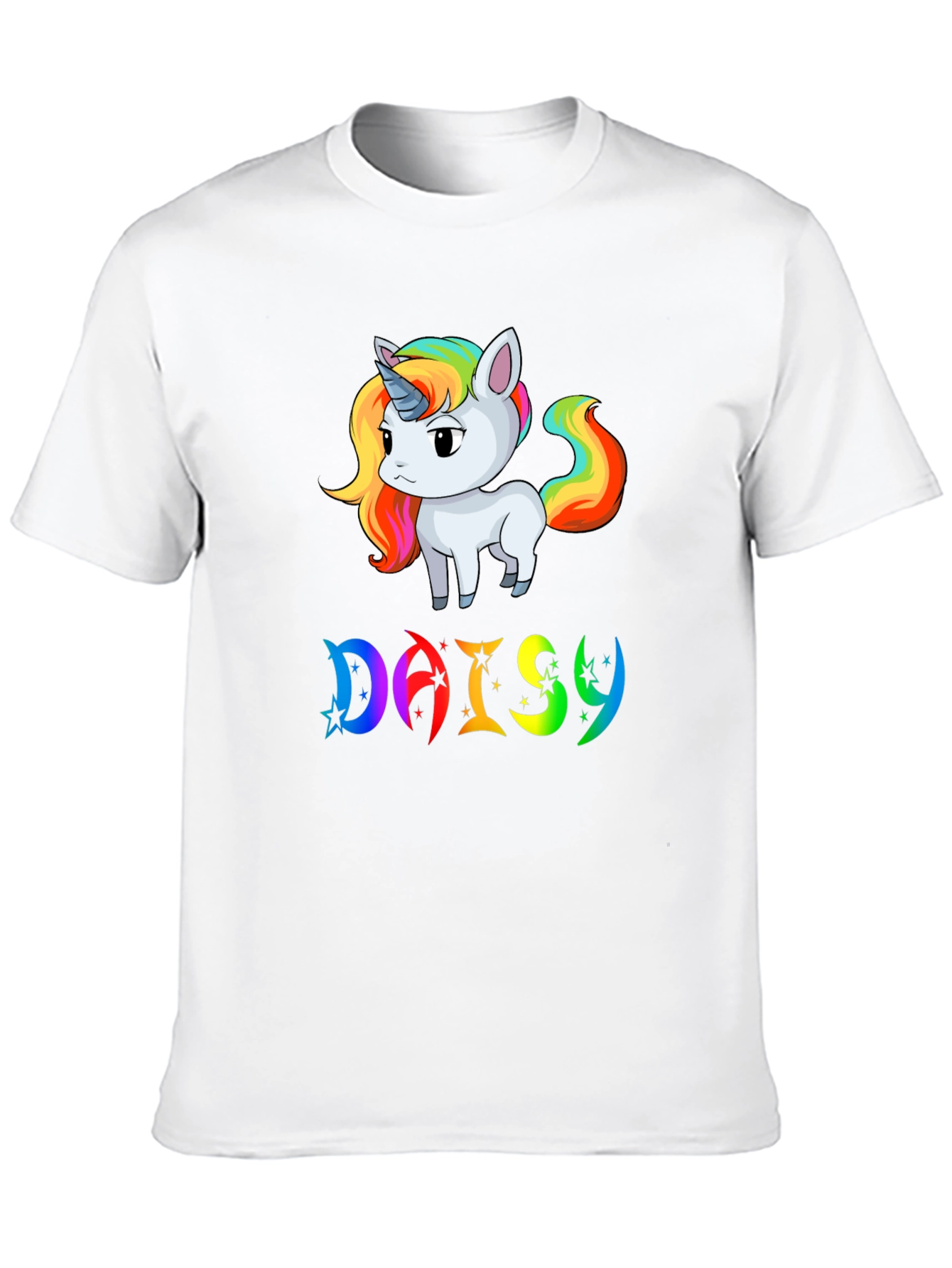 Unicorn Daisy Personalized Black T-Shirt