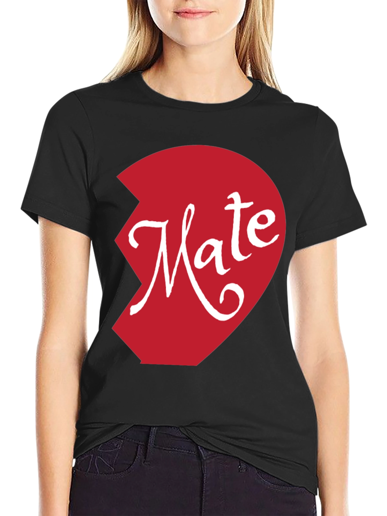 Mate Matching Couple Shirt - Half Heart Design