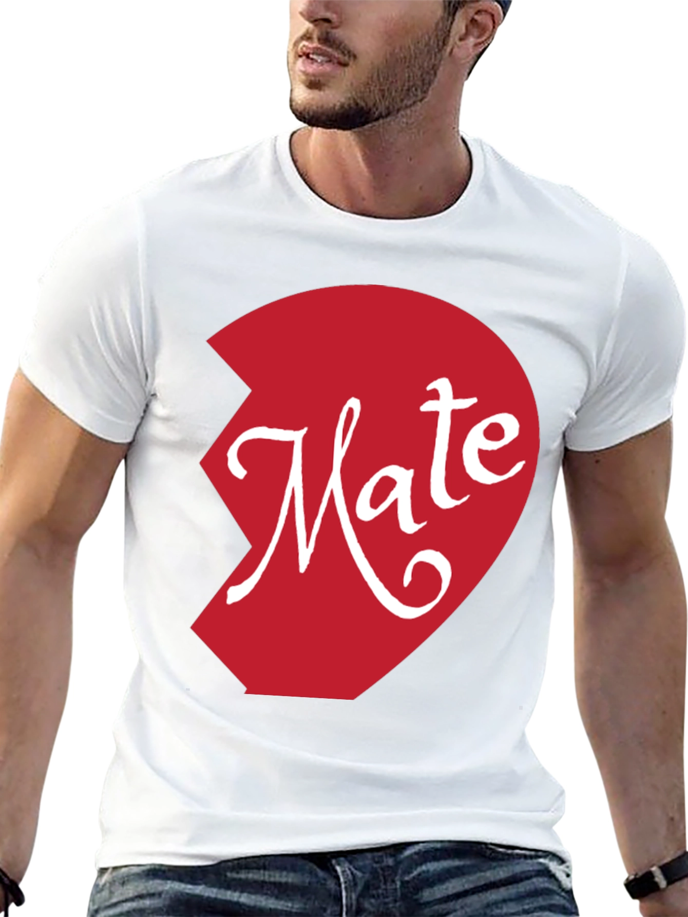 Mate Matching Couple Shirt - Half Heart Design