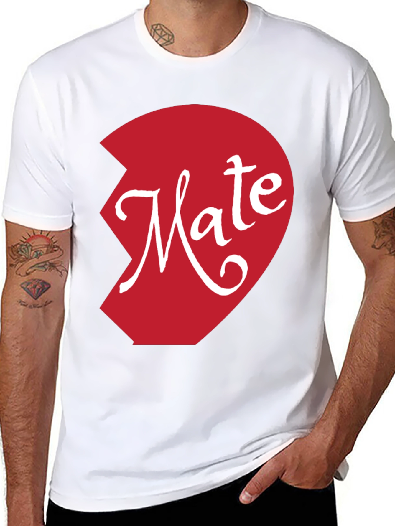 Mate Matching Couple Shirt - Half Heart Design