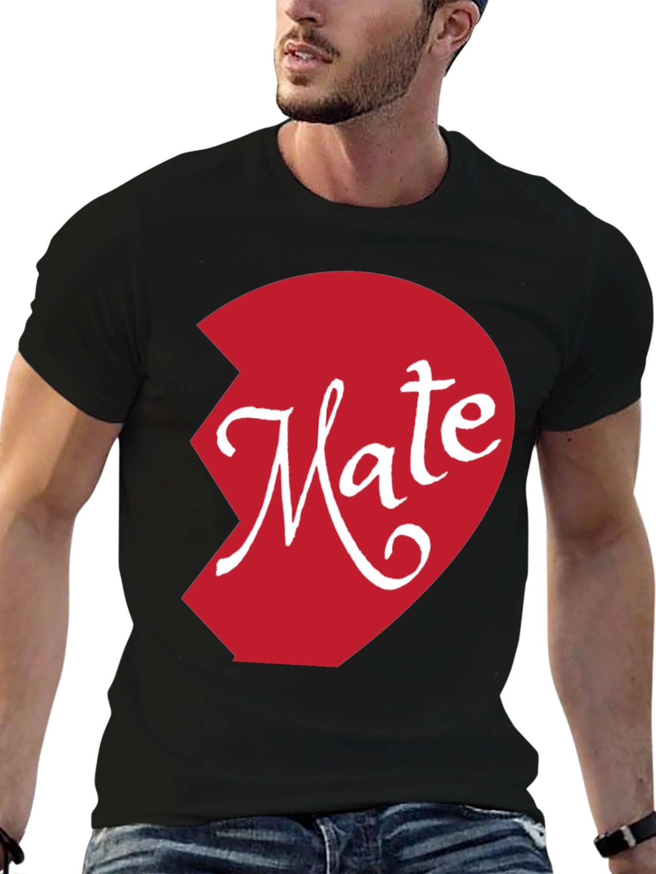 Mate Matching Couple Shirt - Half Heart Design