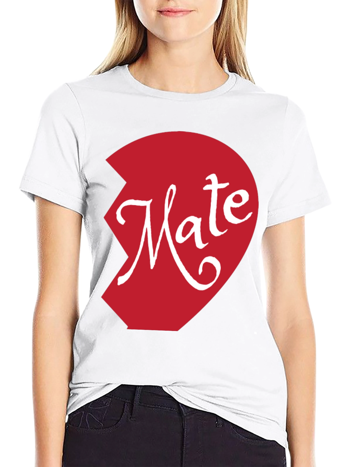 Mate Matching Couple Shirt - Half Heart Design
