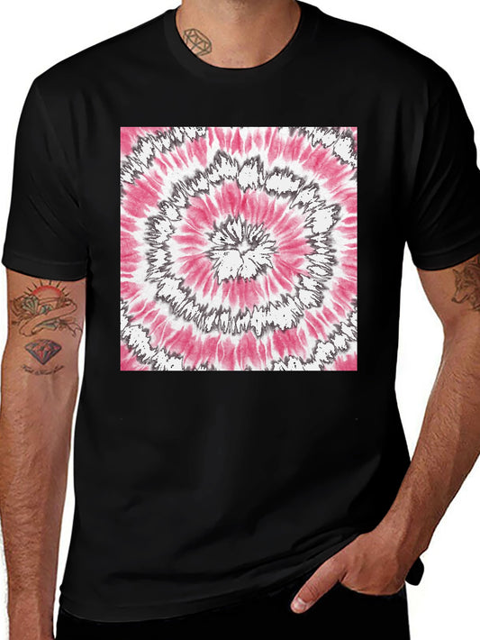 Pink & Gray Spiral Tie-Dye Graphic T-Shirt