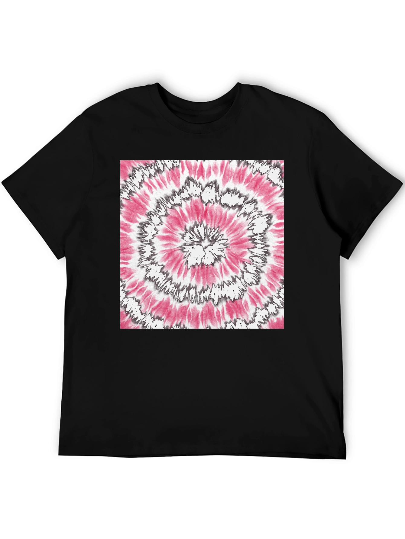 Pink & Gray Spiral Tie-Dye Graphic T-Shirt