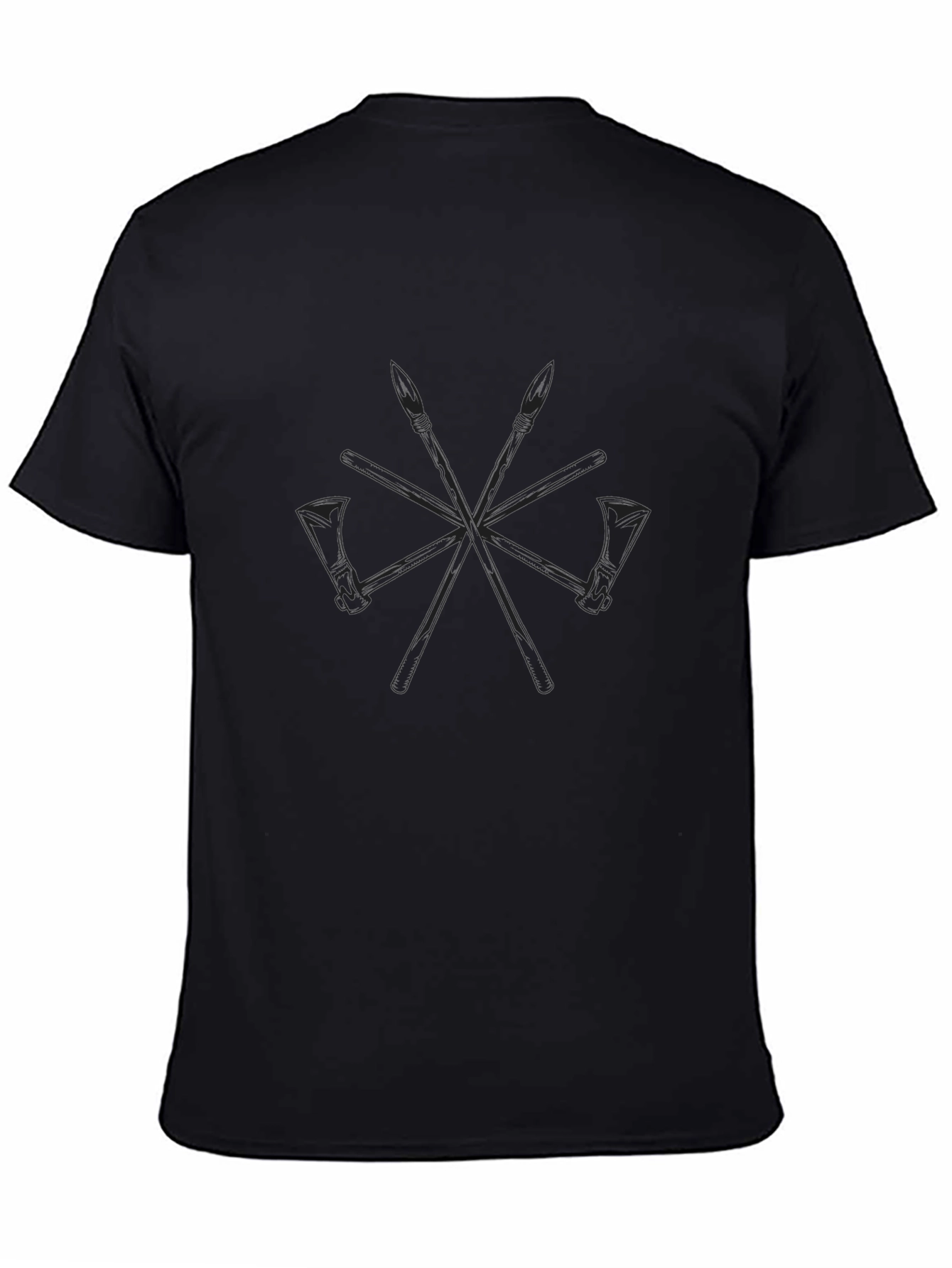 Spear & Axe Graphic T-Shirt - Black Crew Neck