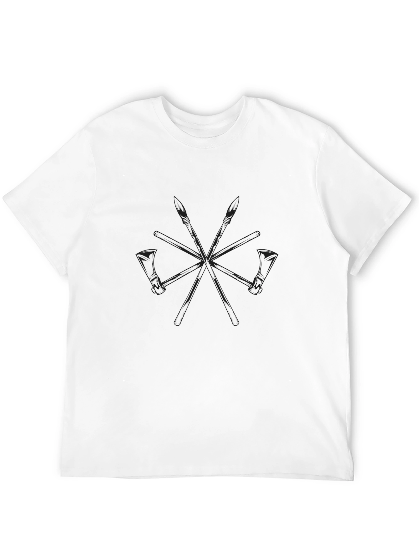 Spear & Axe Graphic T-Shirt - Black Crew Neck