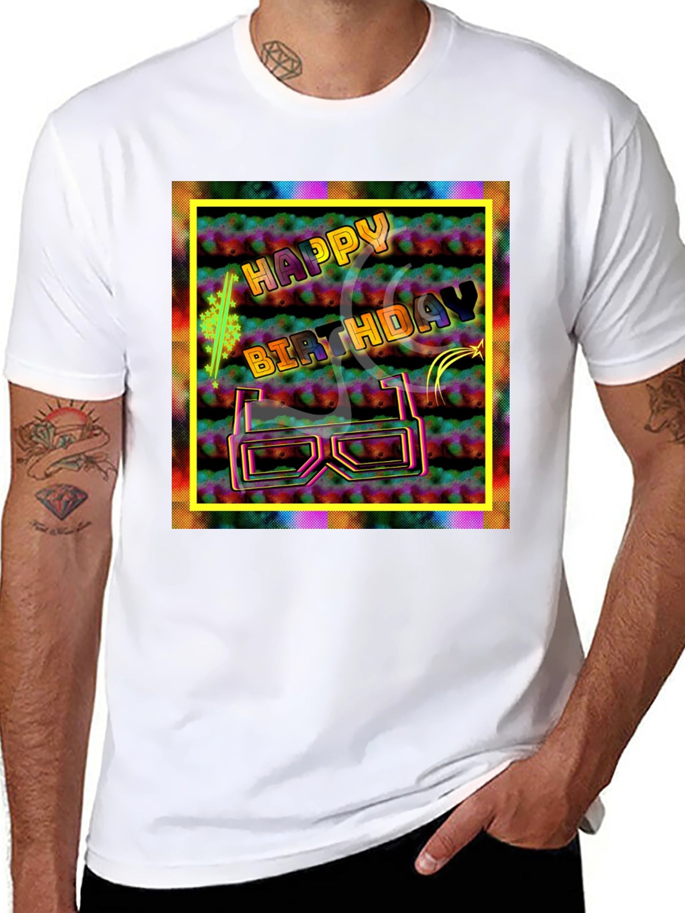Happy Birthday Graphic Tee - 3D Glasses Party Shirt
