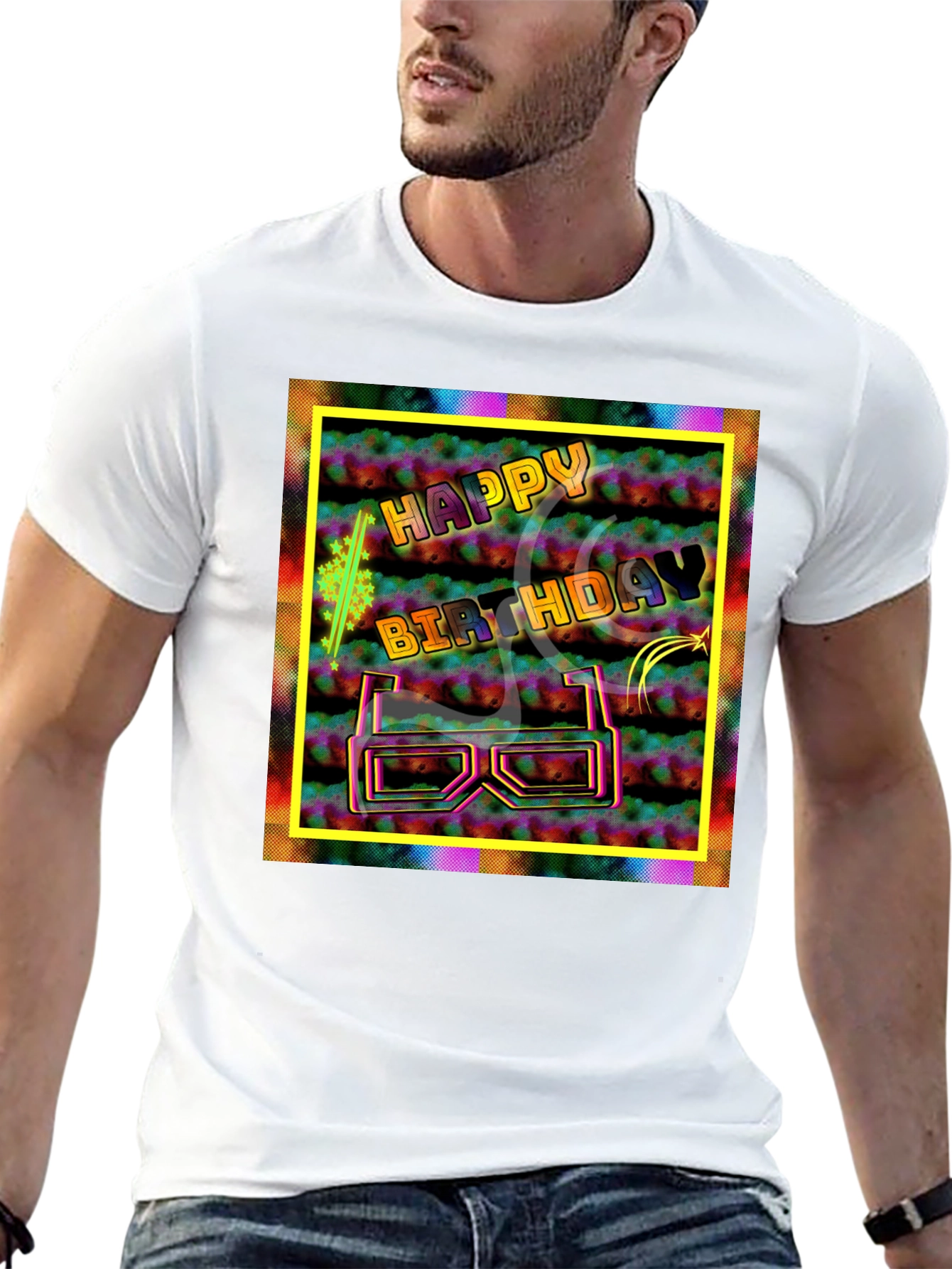 Happy Birthday Graphic Tee - 3D Glasses Party Shirt
