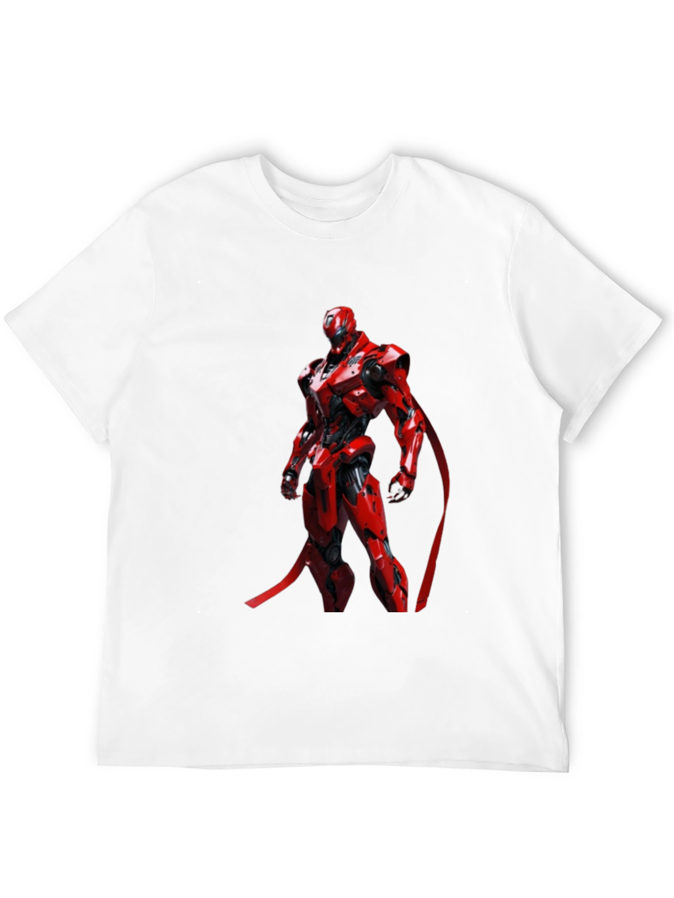 Red Robot Graphic Print Black T-Shirt