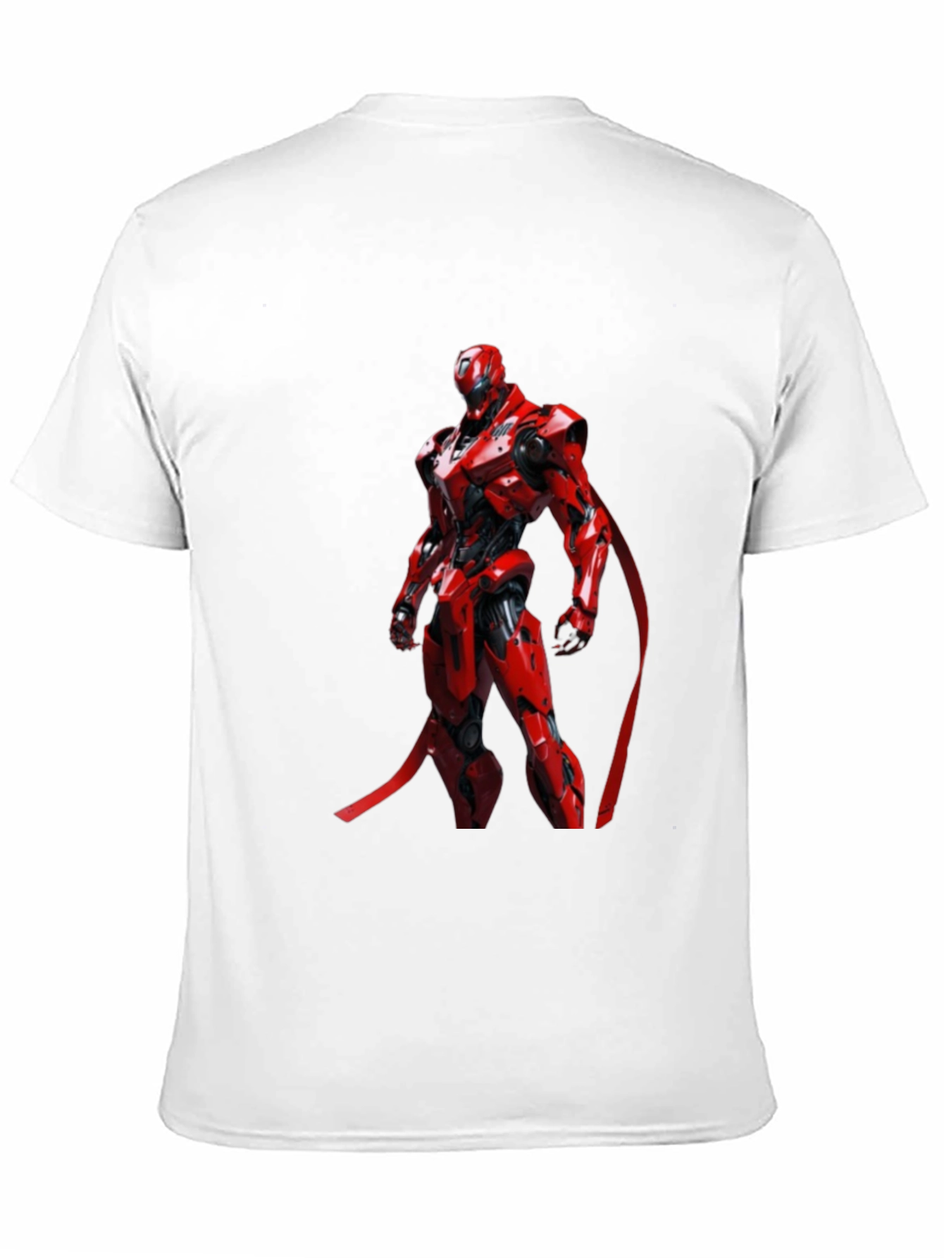 Red Robot Graphic Print Black T-Shirt