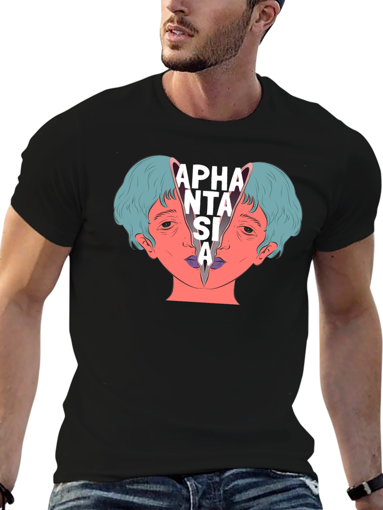 Aphantasia Graphic Tee - Unique Design Black T-Shirt