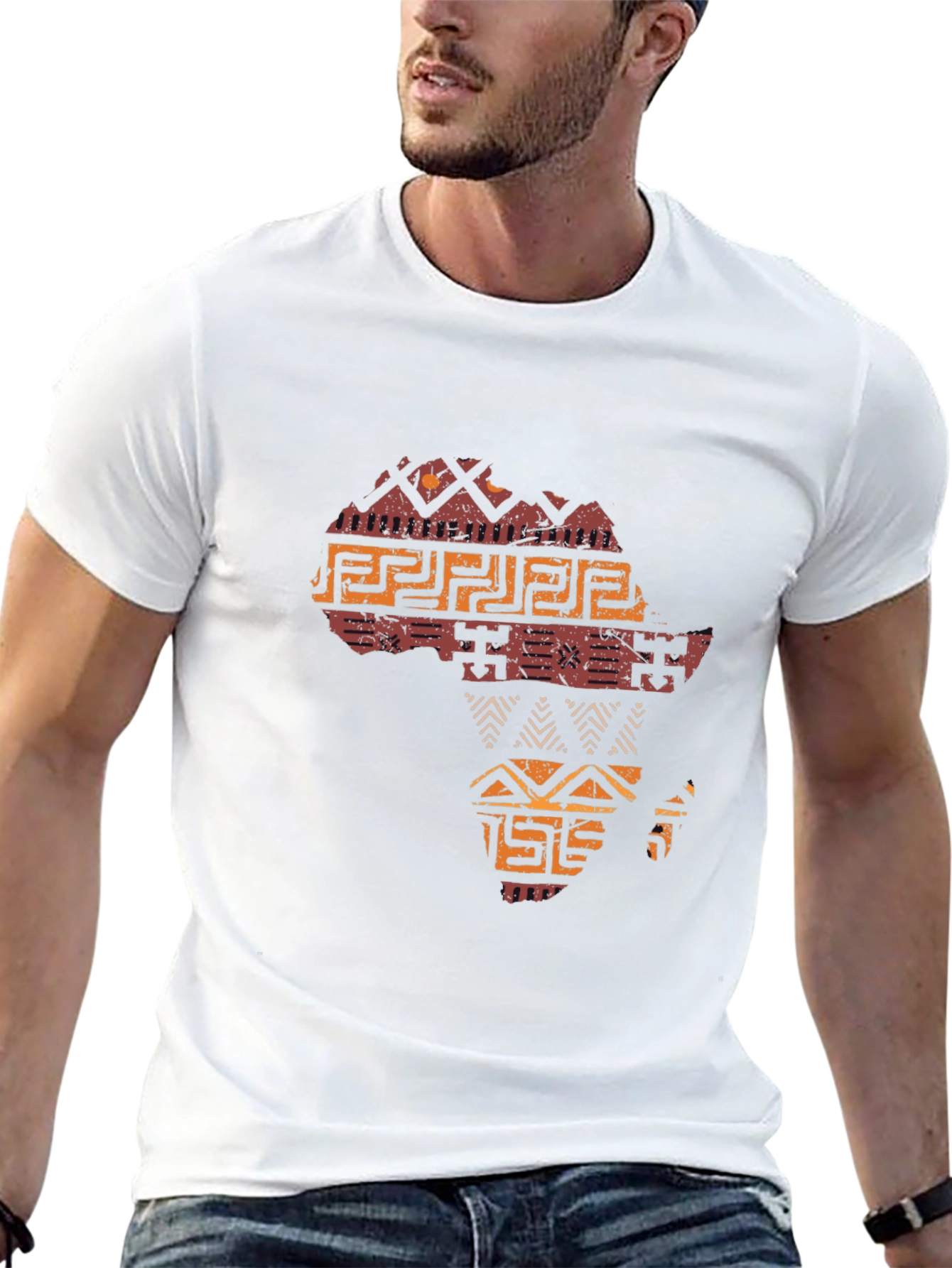 African Tribal Art Mens Black T-Shirt