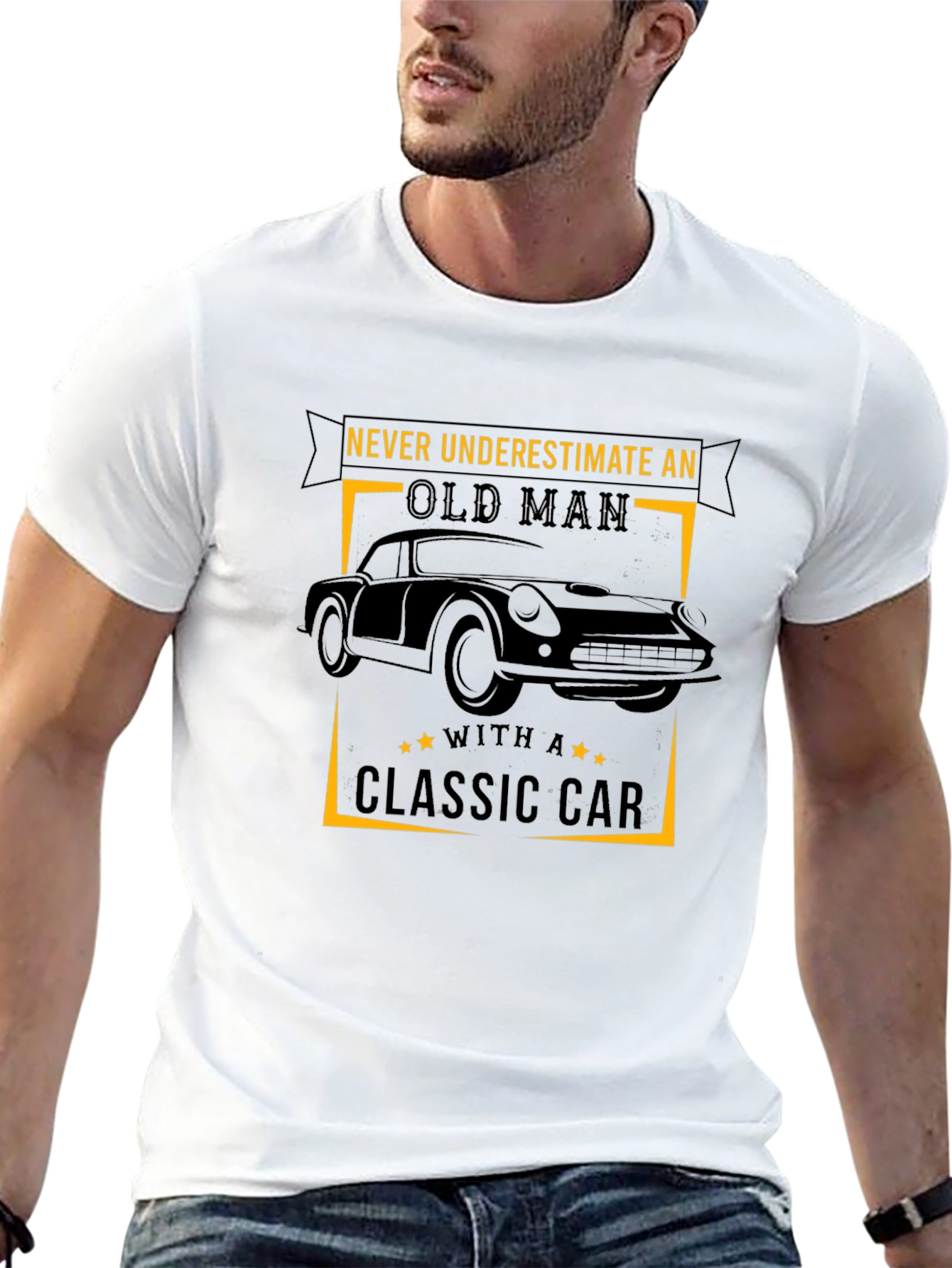 Classic Car Old Man Graphic T-Shirt