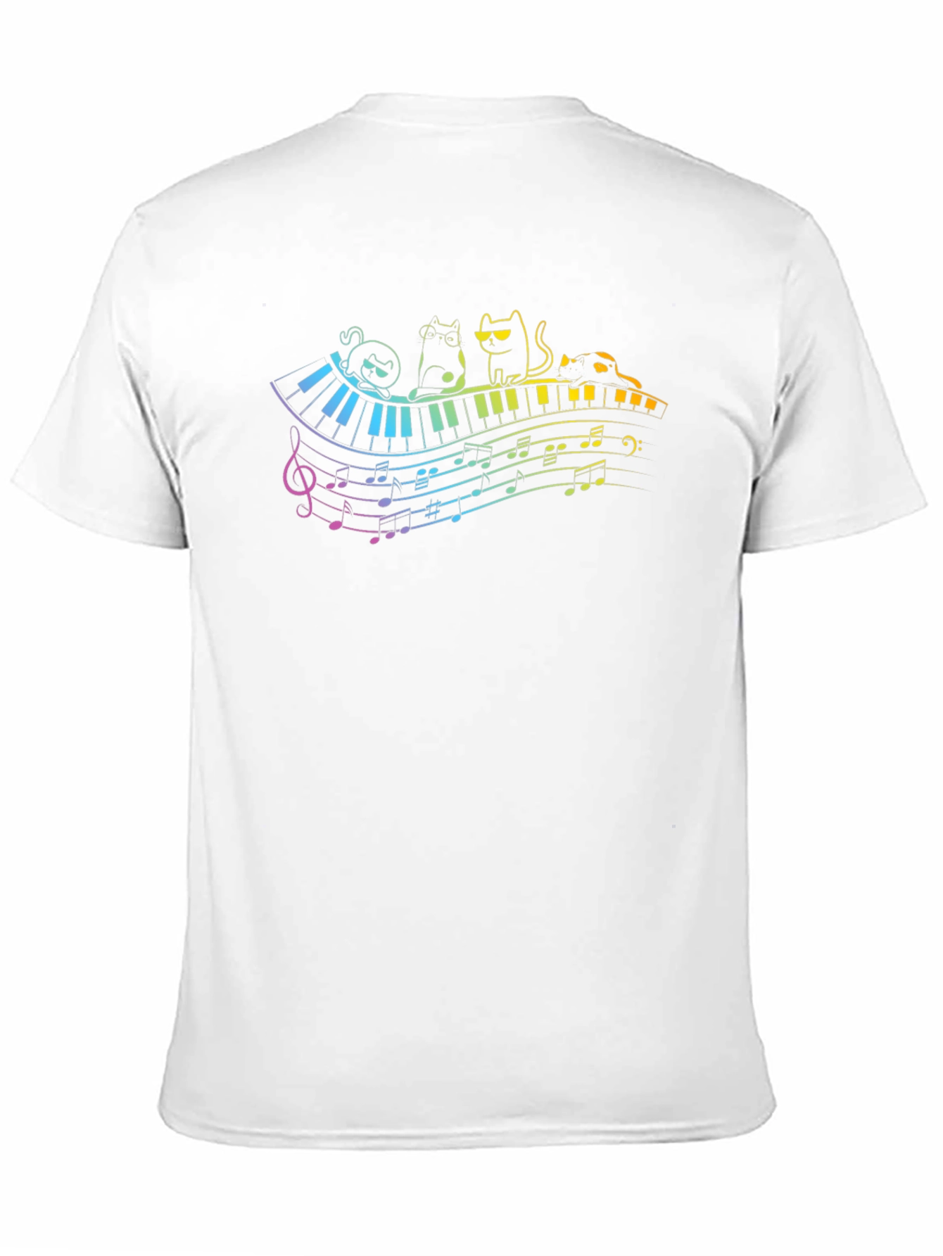 Cat Piano Music Rainbow T-Shirt