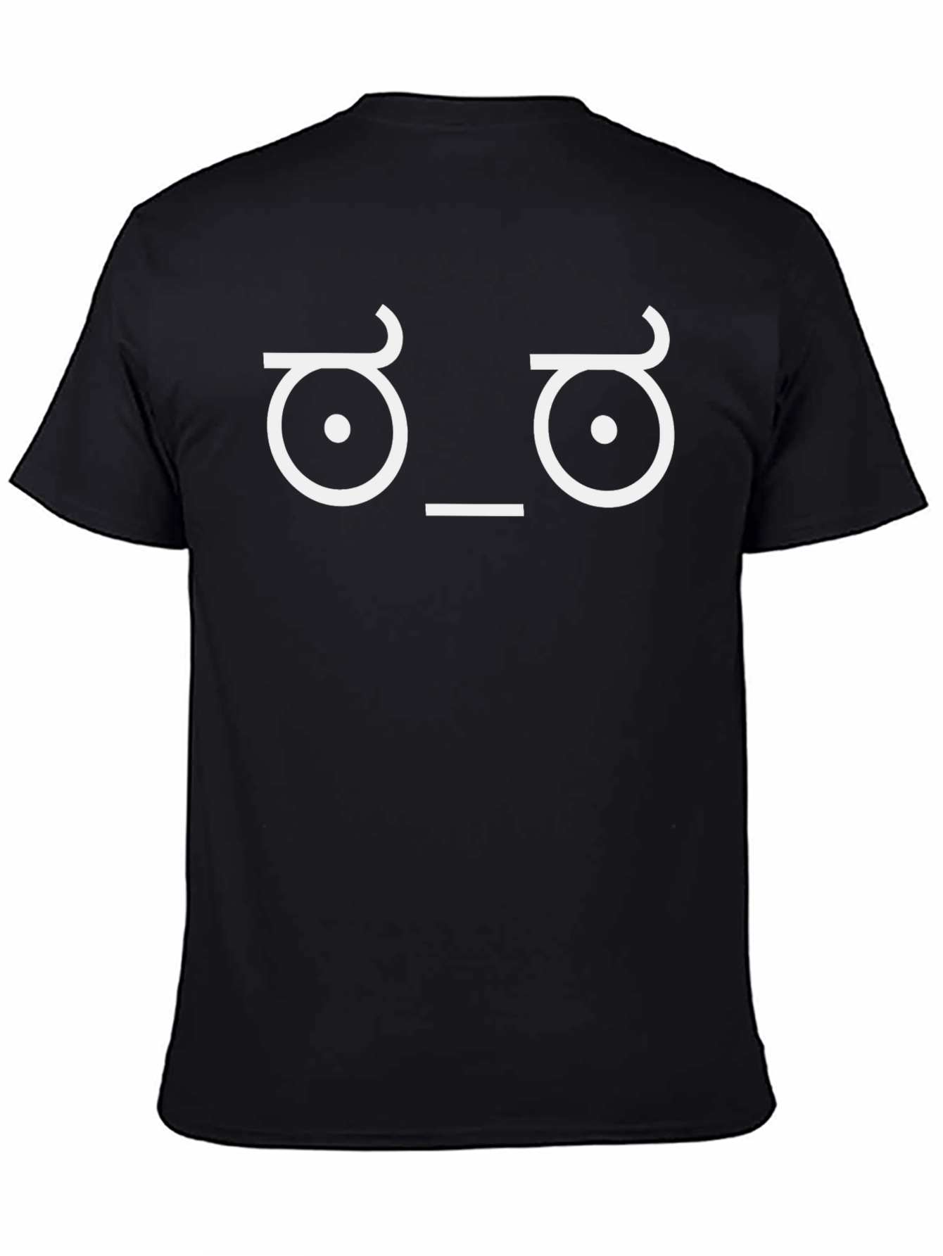Black T-Shirt with Funny Suspicious Face Design