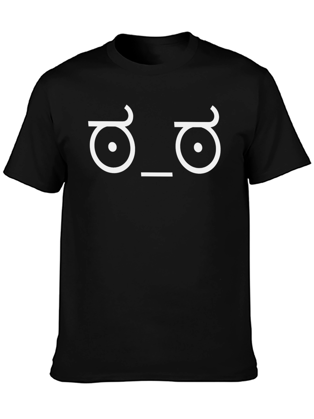 Black T-Shirt with Funny Suspicious Face Design