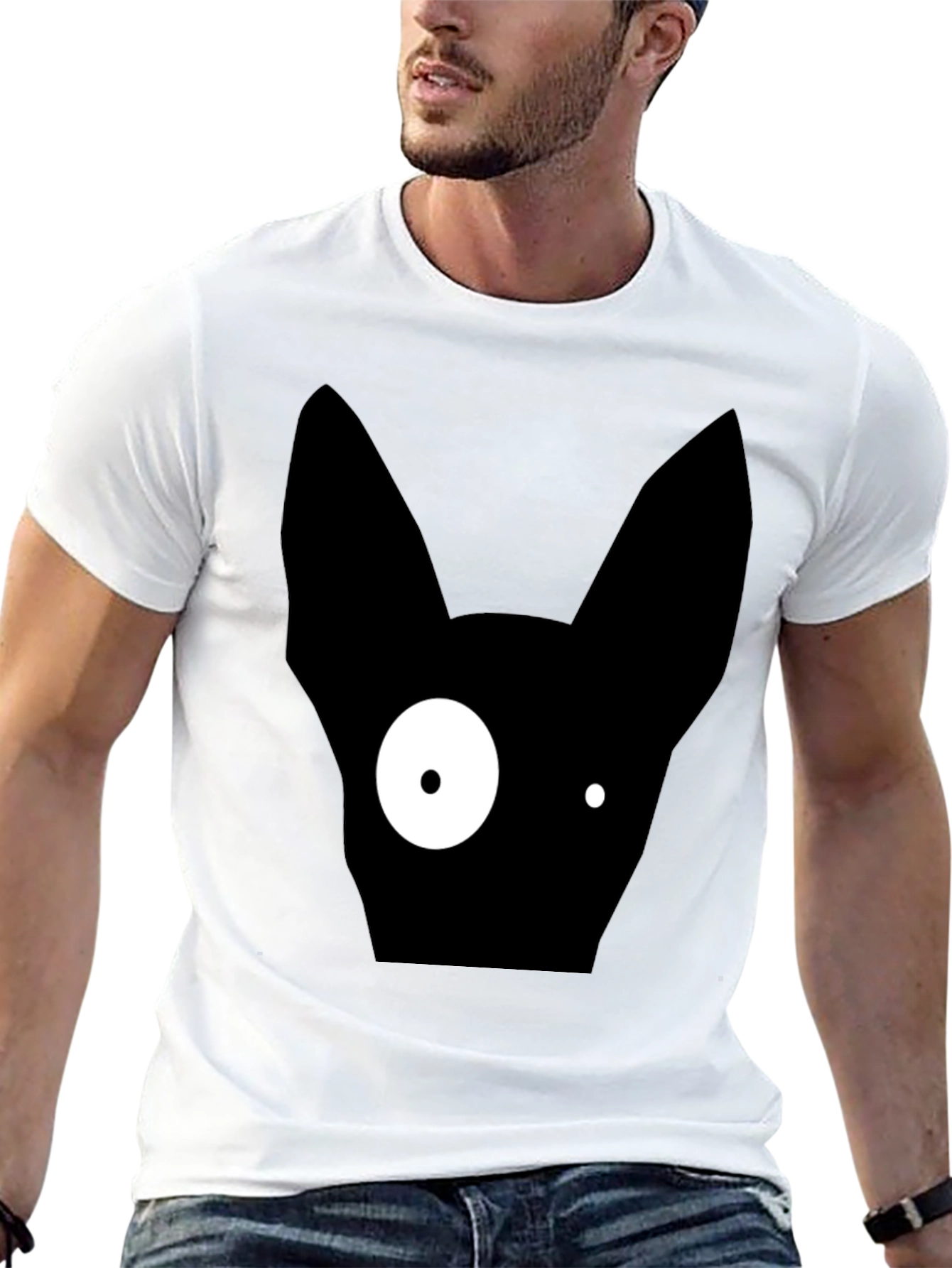 Abstract One-Eyed Cat Graphic T-Shirt