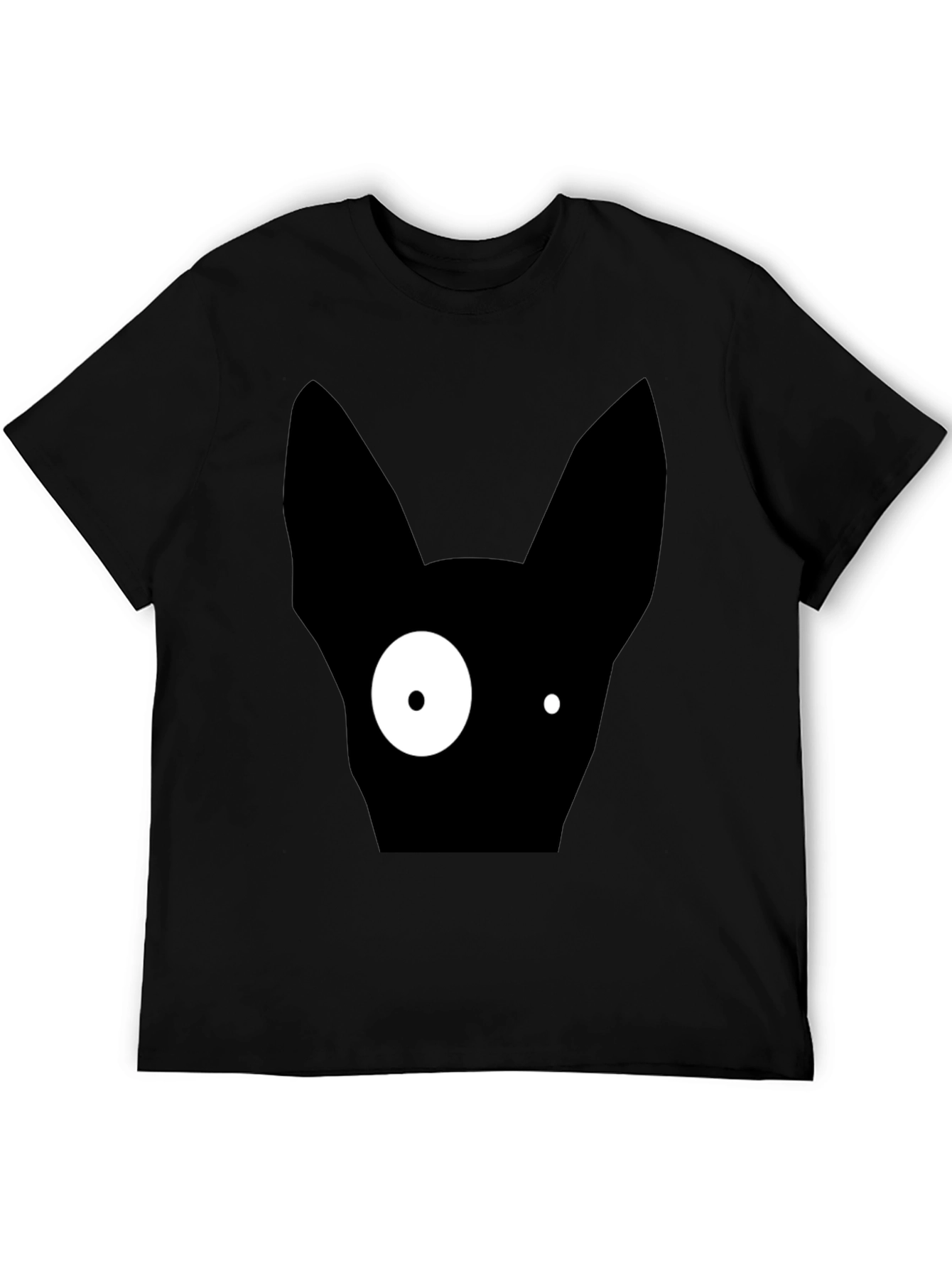 Abstract One-Eyed Cat Graphic T-Shirt