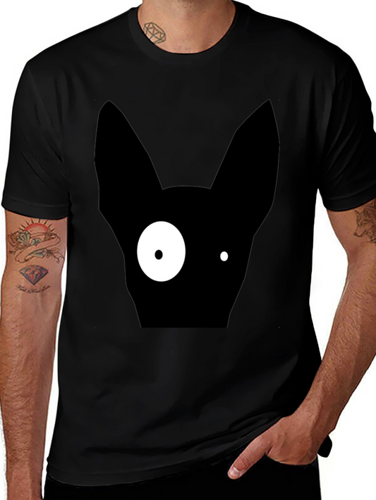 Abstract One-Eyed Cat Graphic T-Shirt