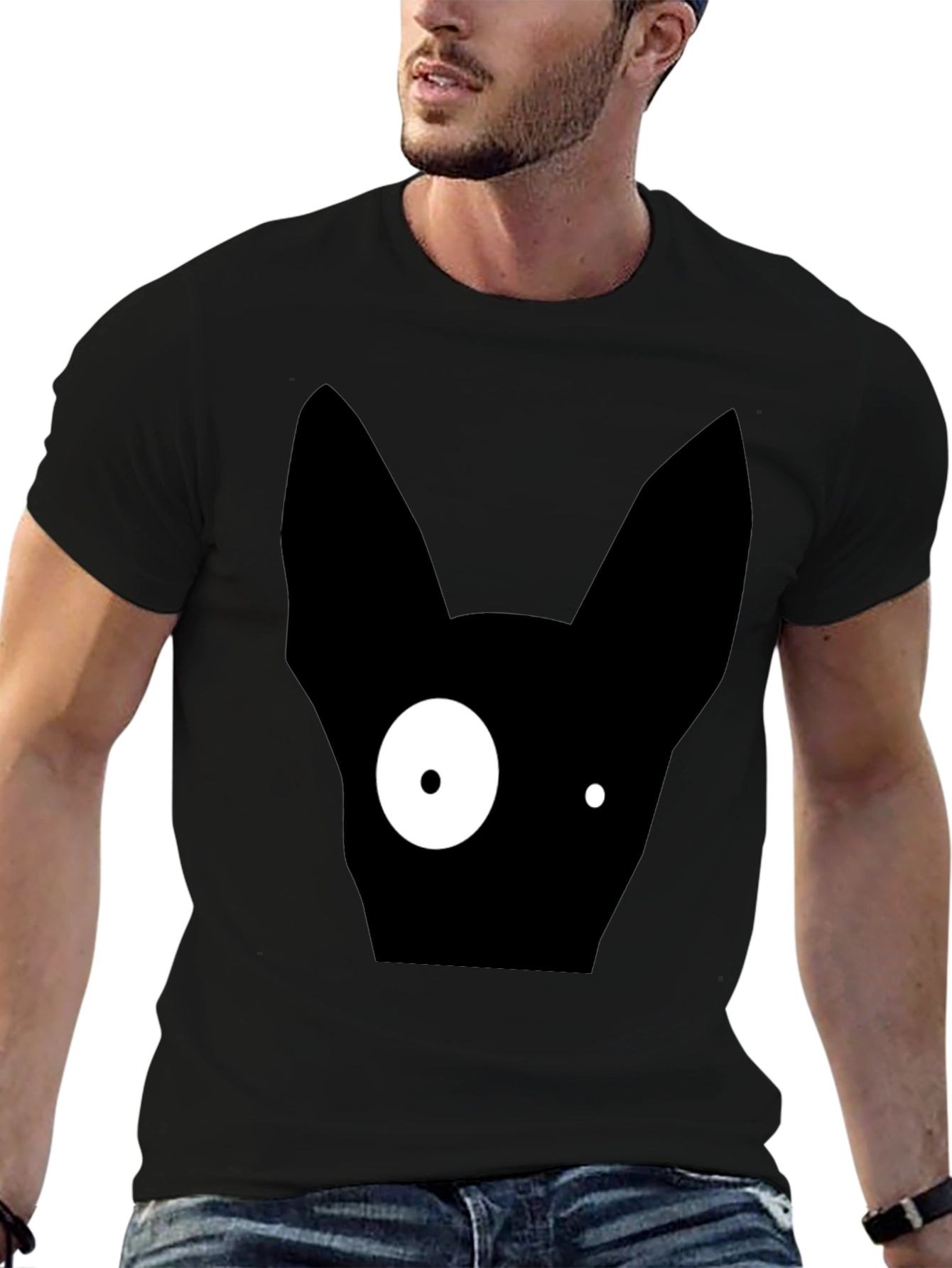 Abstract One-Eyed Cat Graphic T-Shirt