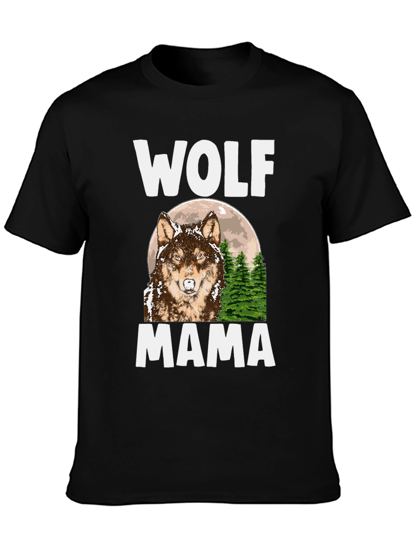 Wolf Mama Graphic Tee - Black Cotton Comfort