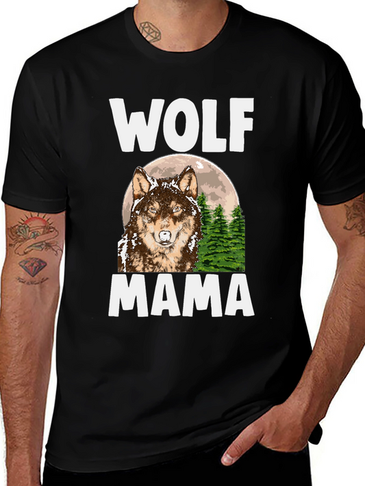 Wolf Mama Graphic Tee - Black Cotton Comfort