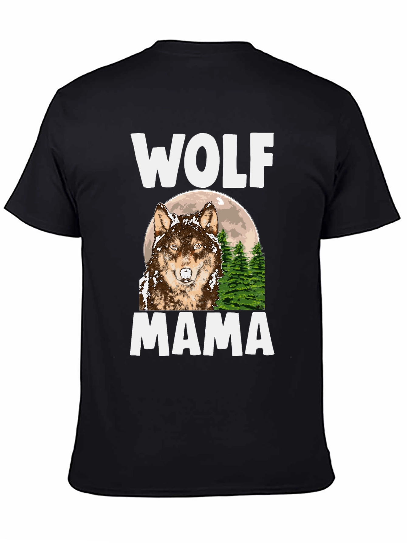 Wolf Mama Graphic Tee - Black Cotton Comfort