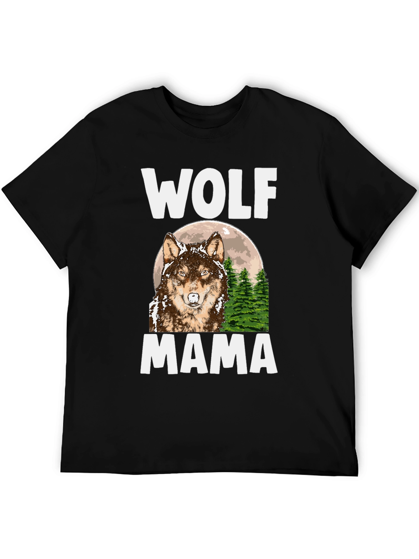 Wolf Mama Graphic Tee - Black Cotton Comfort