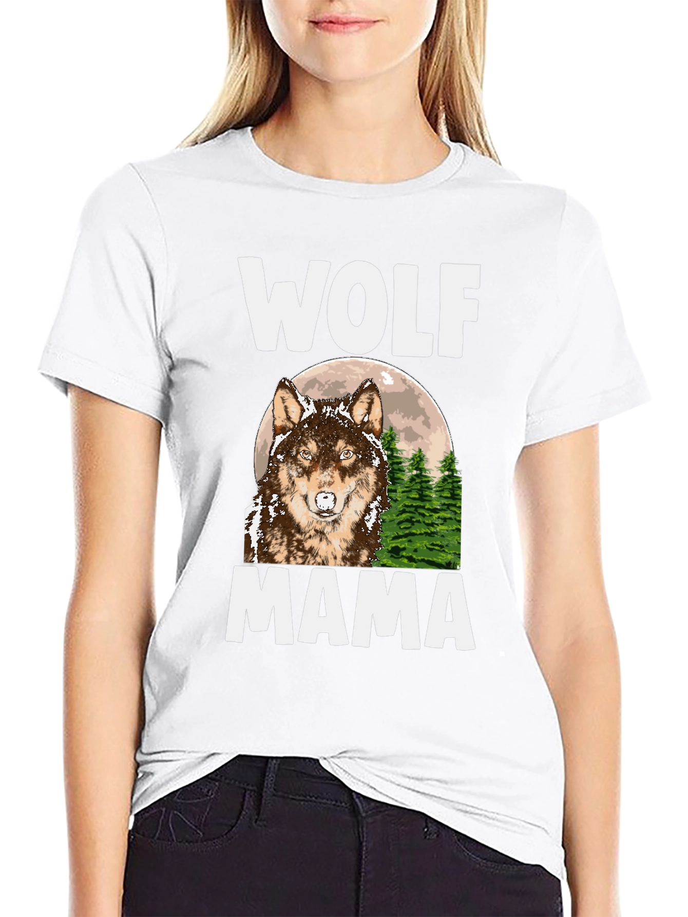 Wolf Mama Graphic Tee - Black Cotton Comfort