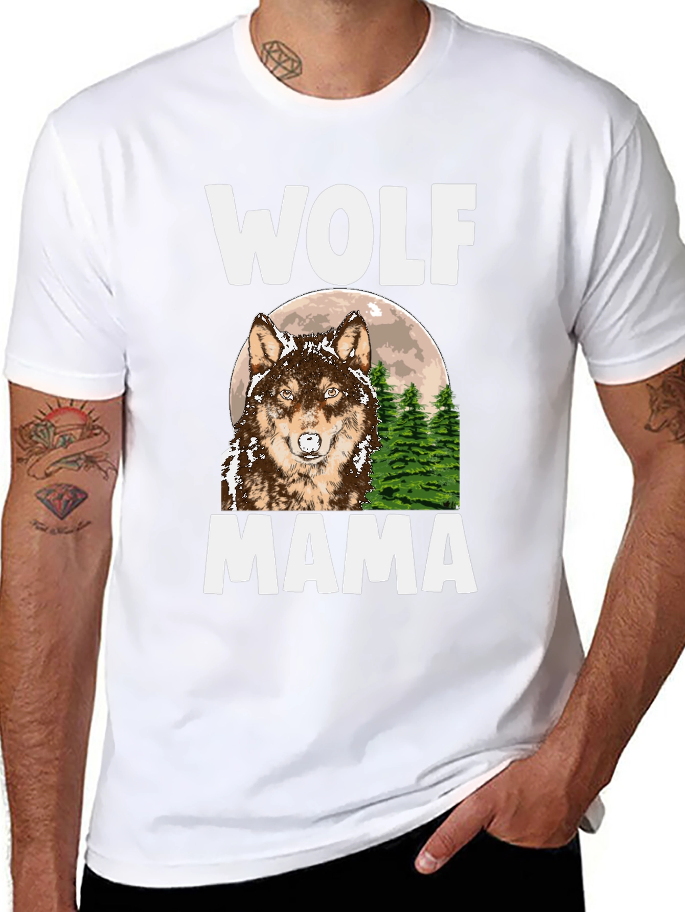 Wolf Mama Graphic Tee - Black Cotton Comfort