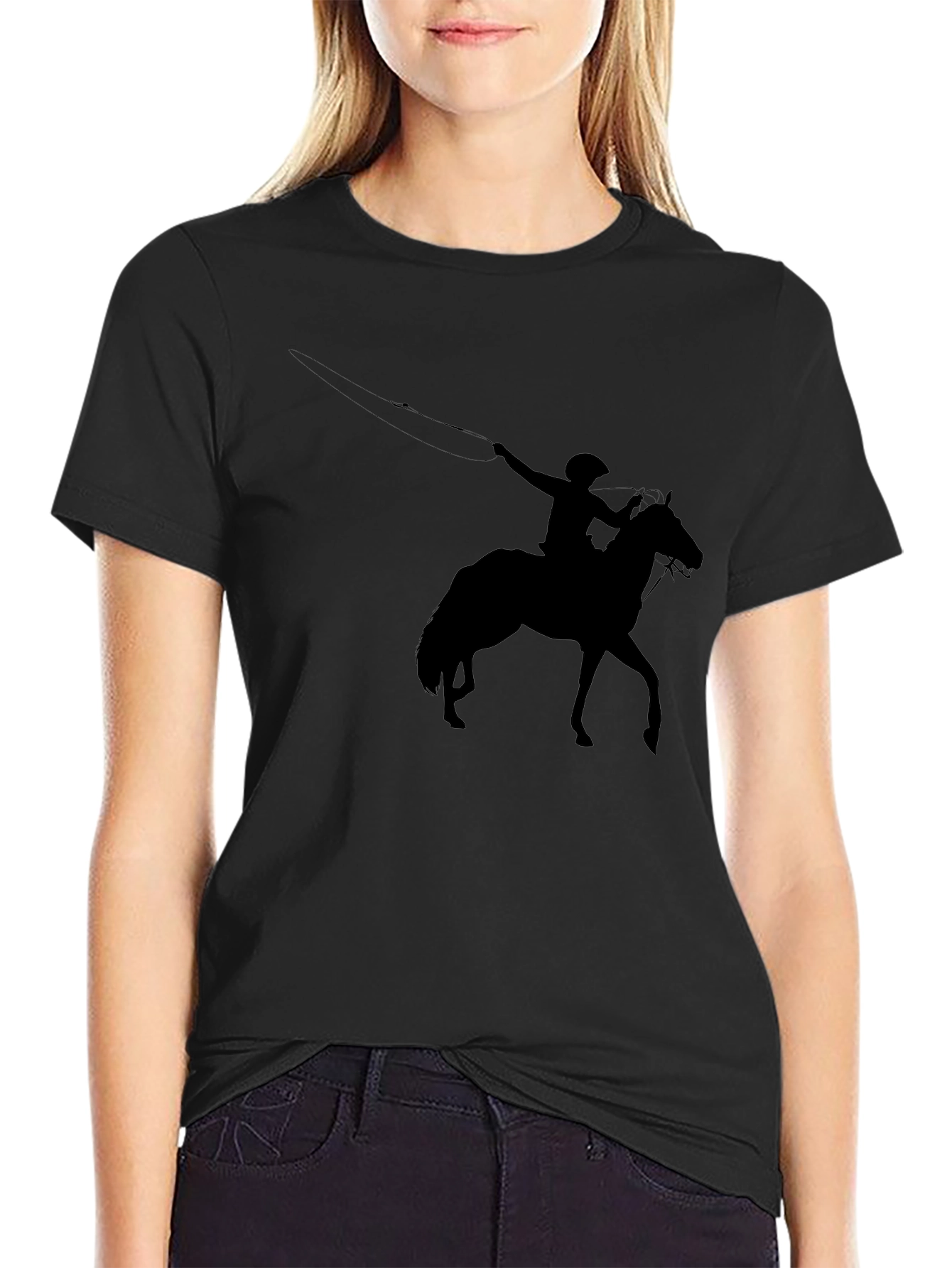 Roping Cowboy Graphic T-Shirt - Black