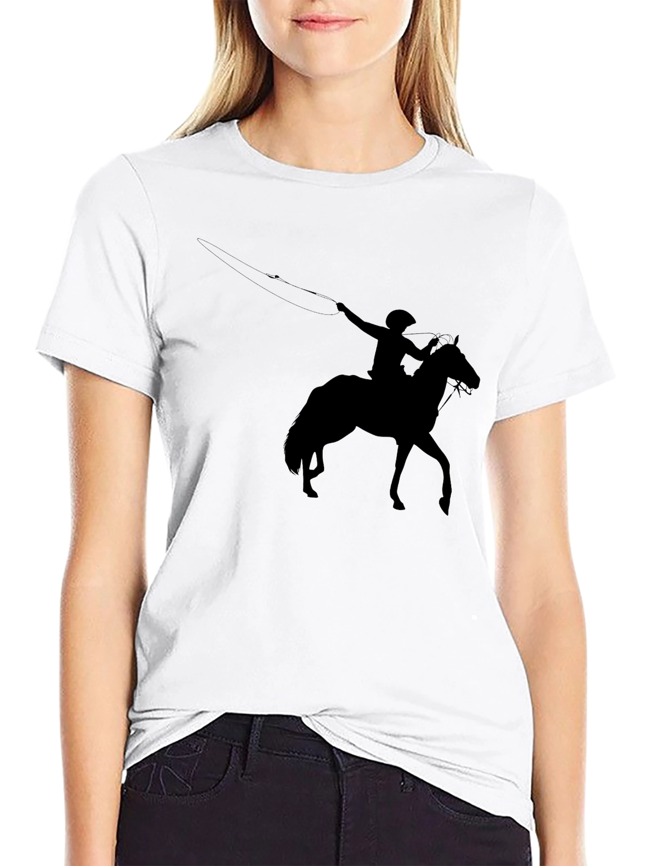 Roping Cowboy Graphic T-Shirt - Black