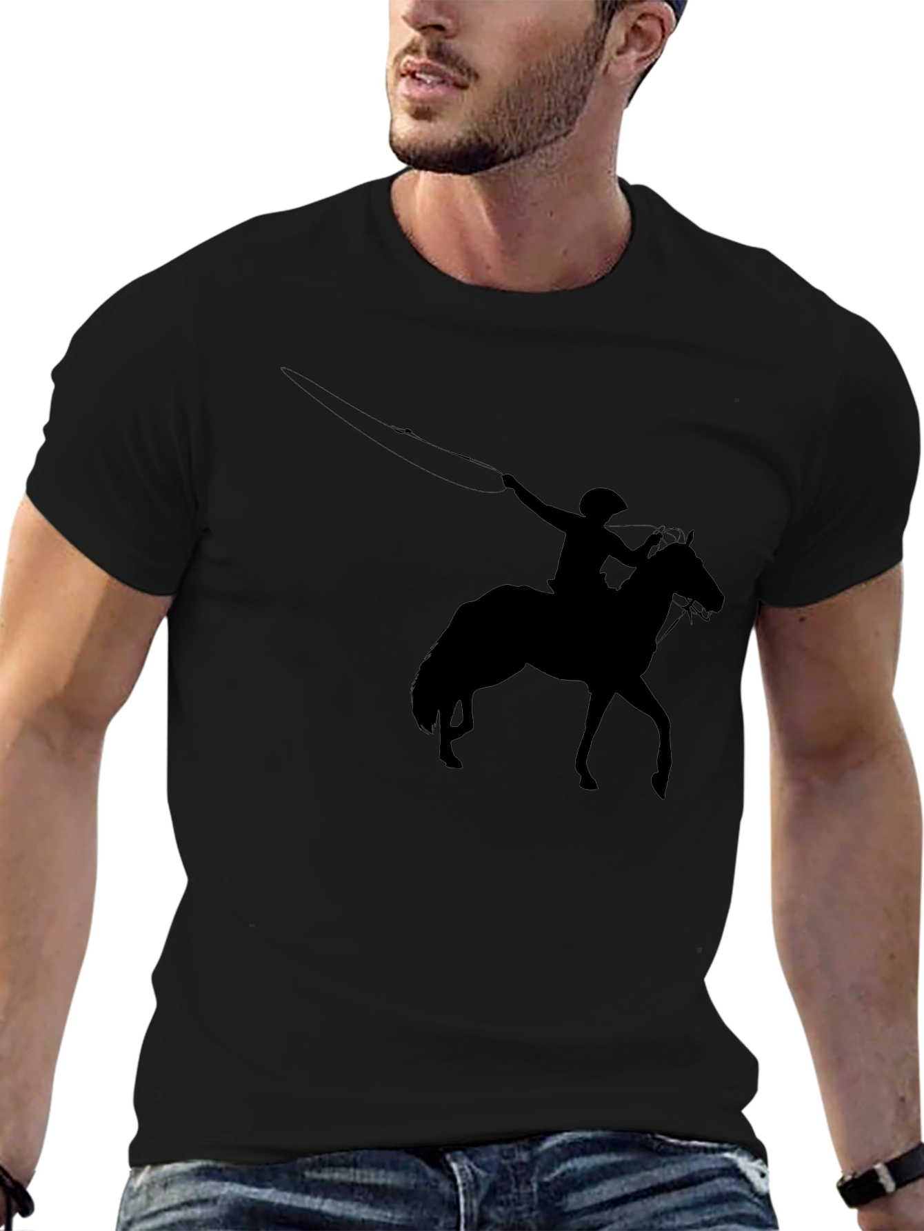 Roping Cowboy Graphic T-Shirt - Black