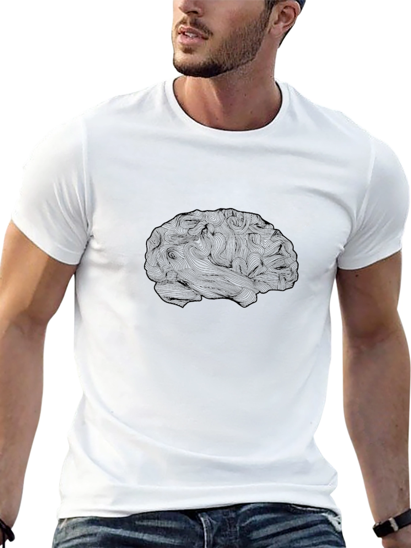 Brain Graphic Tee - Black Cotton Blend
