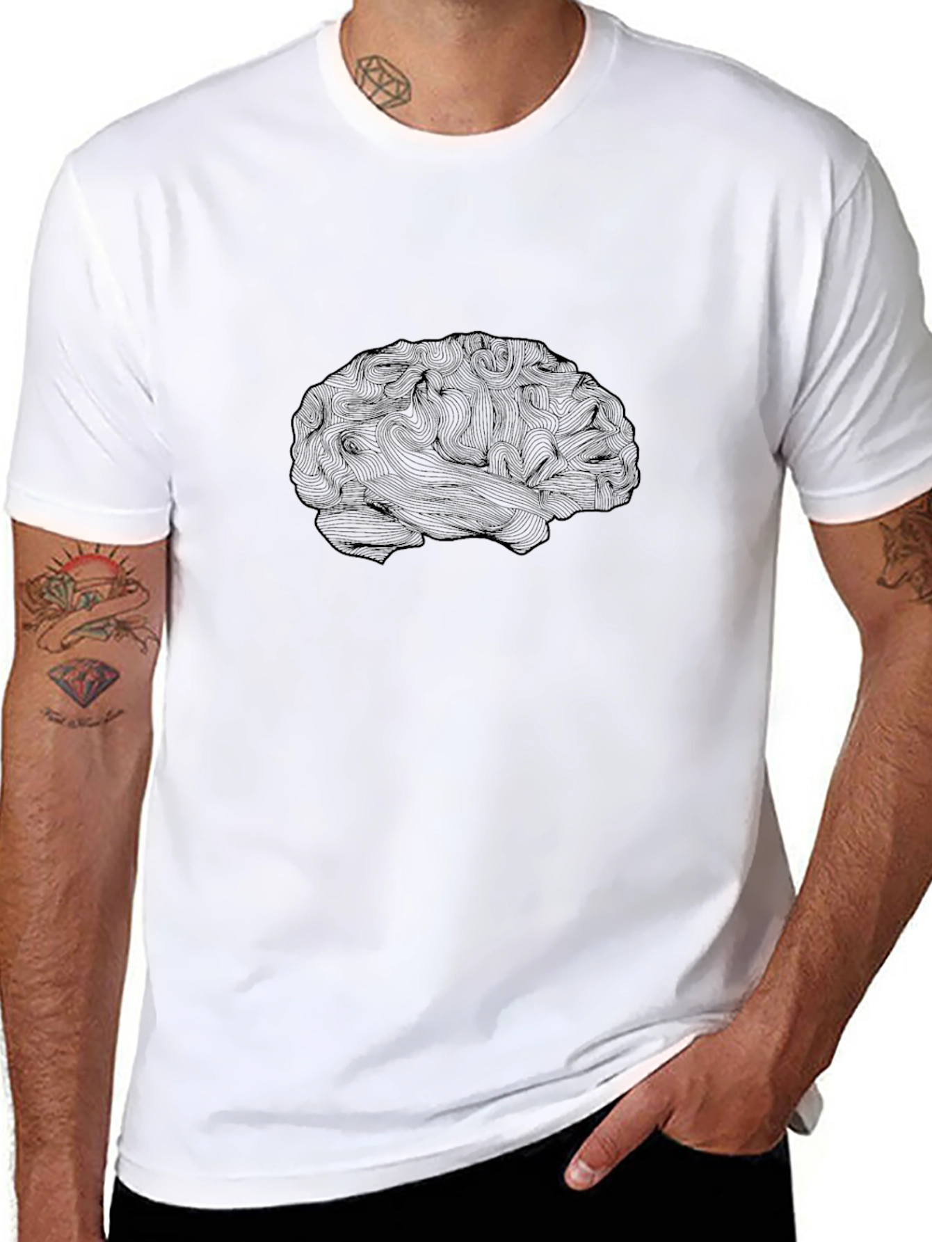 Brain Graphic Tee - Black Cotton Blend