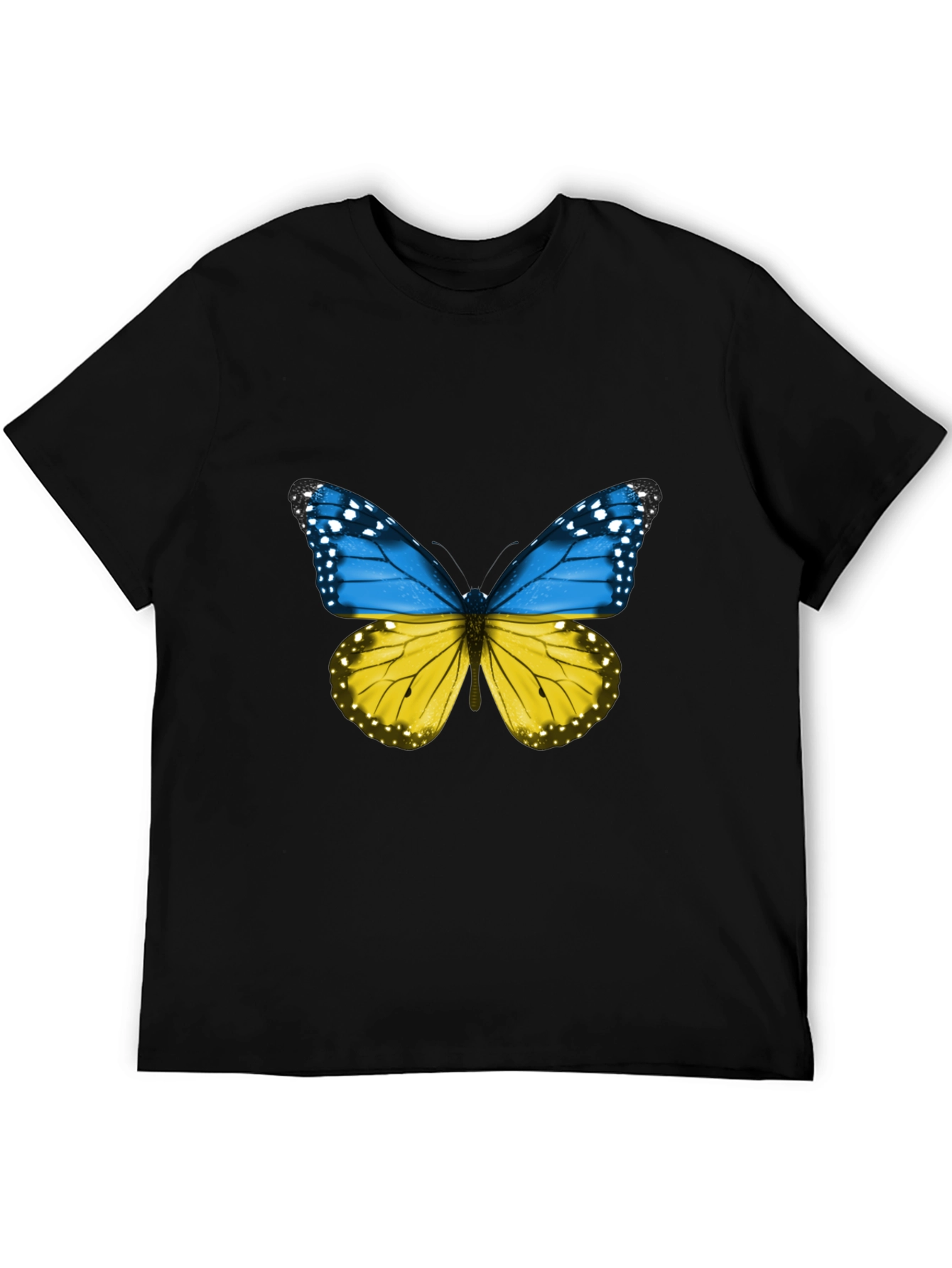 Ukraine Butterfly Graphic Tee - Black Cotton T-Shirt
